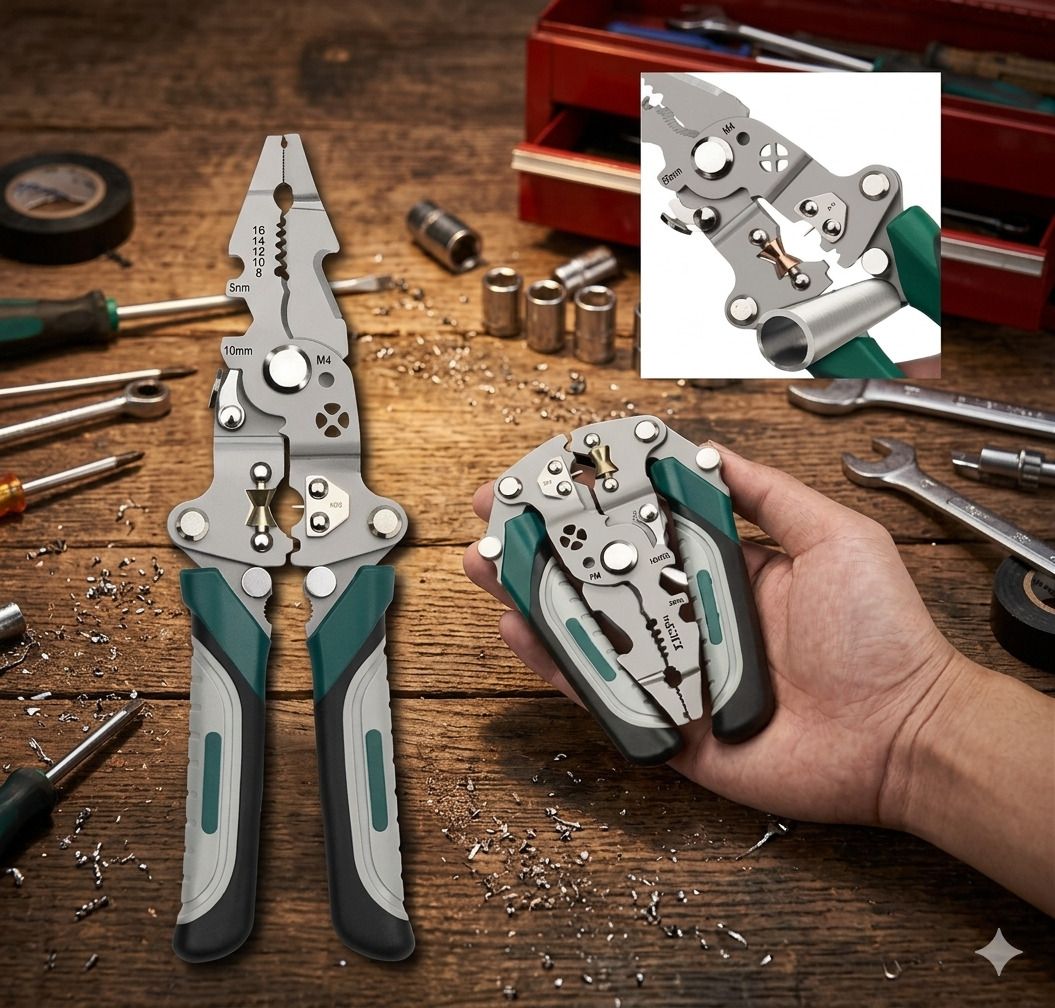 18 in 1 foldabal wire stripper tool stripping splitting, winding, shearing, clamping and splitting in one Wire Cutter-image-7