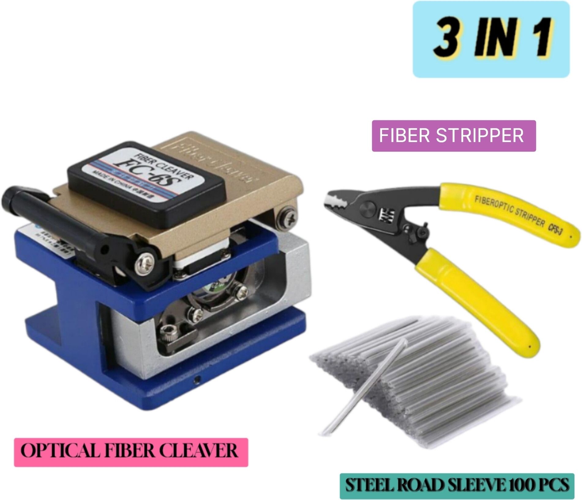 balrama Optical Fiber Cleaver Ftth Solutions with Stripper and Otical Fiber Cleaver FC6S And Stripper CFS3 With 100Sleeve Wire Cutter-picture-14