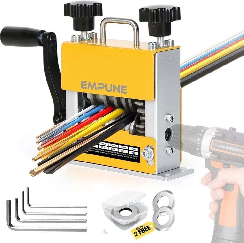 6-in-1 Manual Wire Stripper Machine with Hand Crank Drill-Operated Auto Mode, 1-17mm Cable Stripping Tool, 5 Carbide Blades Wire Cutter-image-44