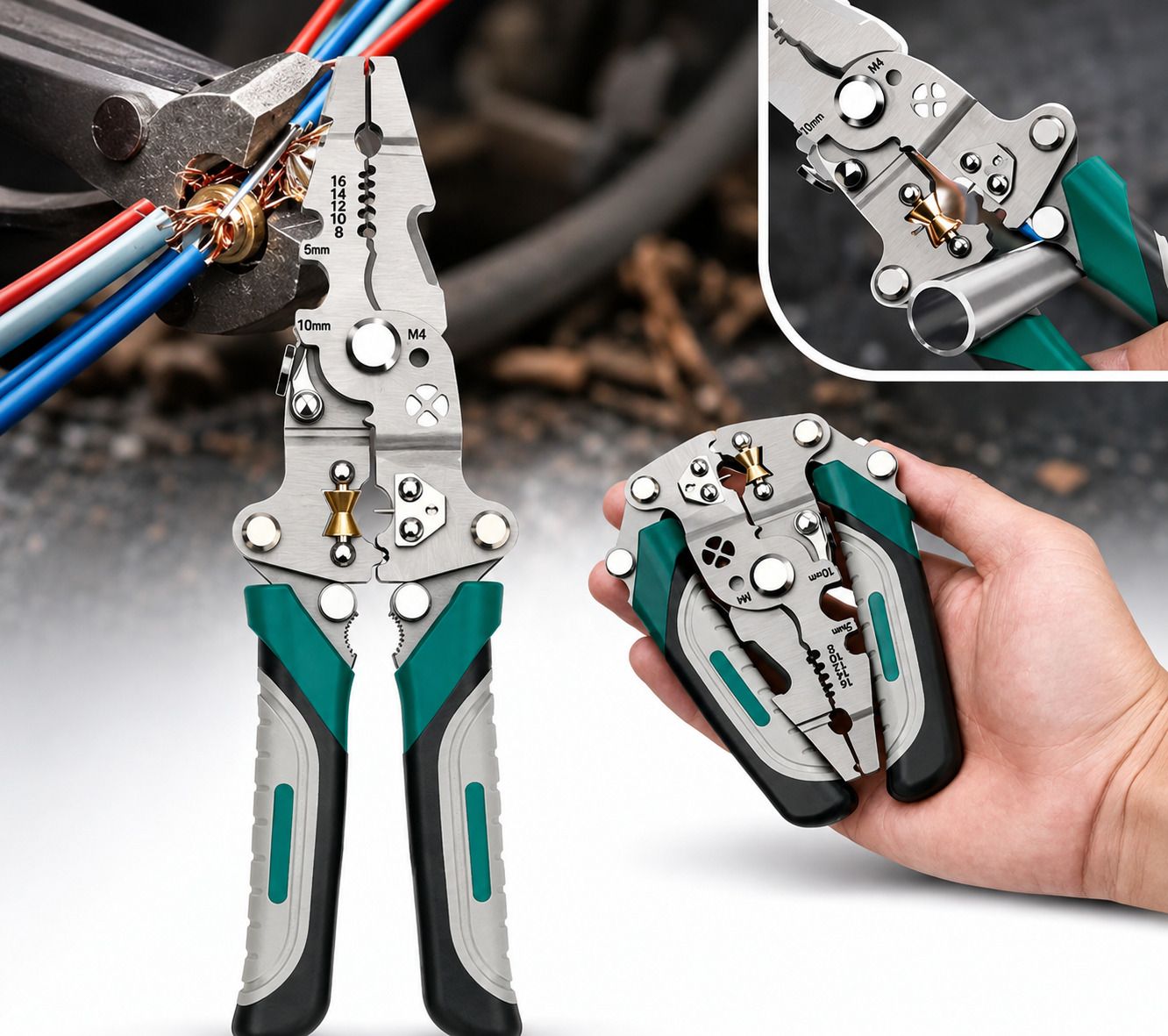 aexo Stainless Steel Wire Stripper/Wire Crimping Tool Heavy Duty Wire Stripper & Cutter | Multi Purpose Crimping Tool Wire Cutter-picture-21