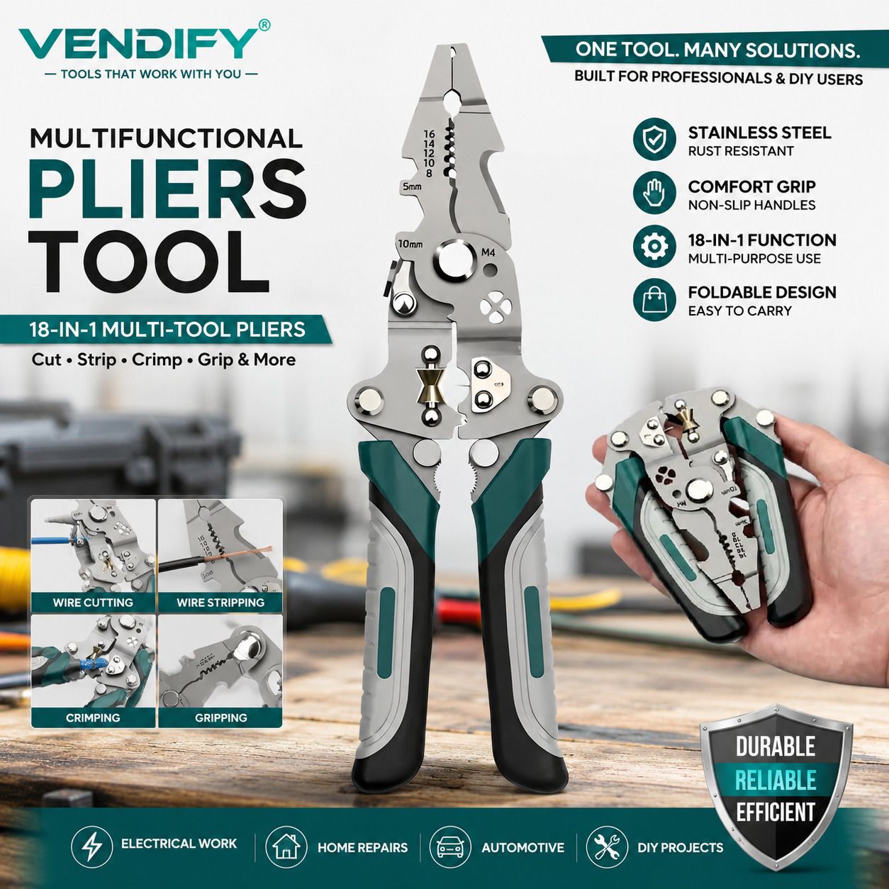 Stainless Steel Wire Stripper/Wire Crimping Tool Wire Cutter, Wire Crimper, Cable Stripper, Wiring Tools Multi-Function Hand Tool Wire Cutter-image-42