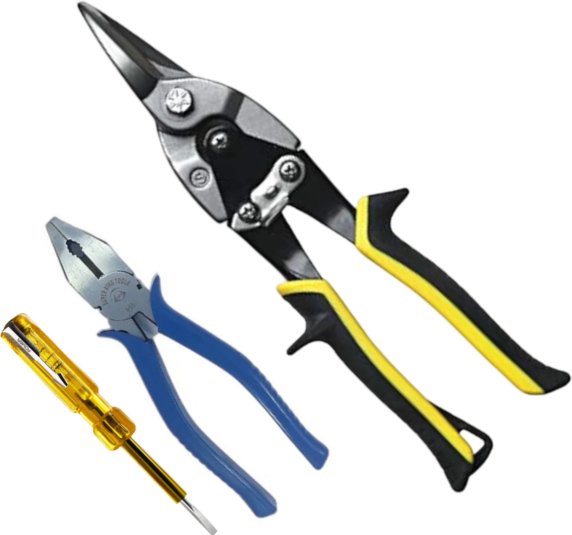 toolbux Aviation Tin Snips 10 Inch Sheet Metal Cutting Tool with Plier and Tester, Drop Forged Carbon Steel Construction, Induction Hardened Blades, PVC Grip Metal Cutter-picture-19