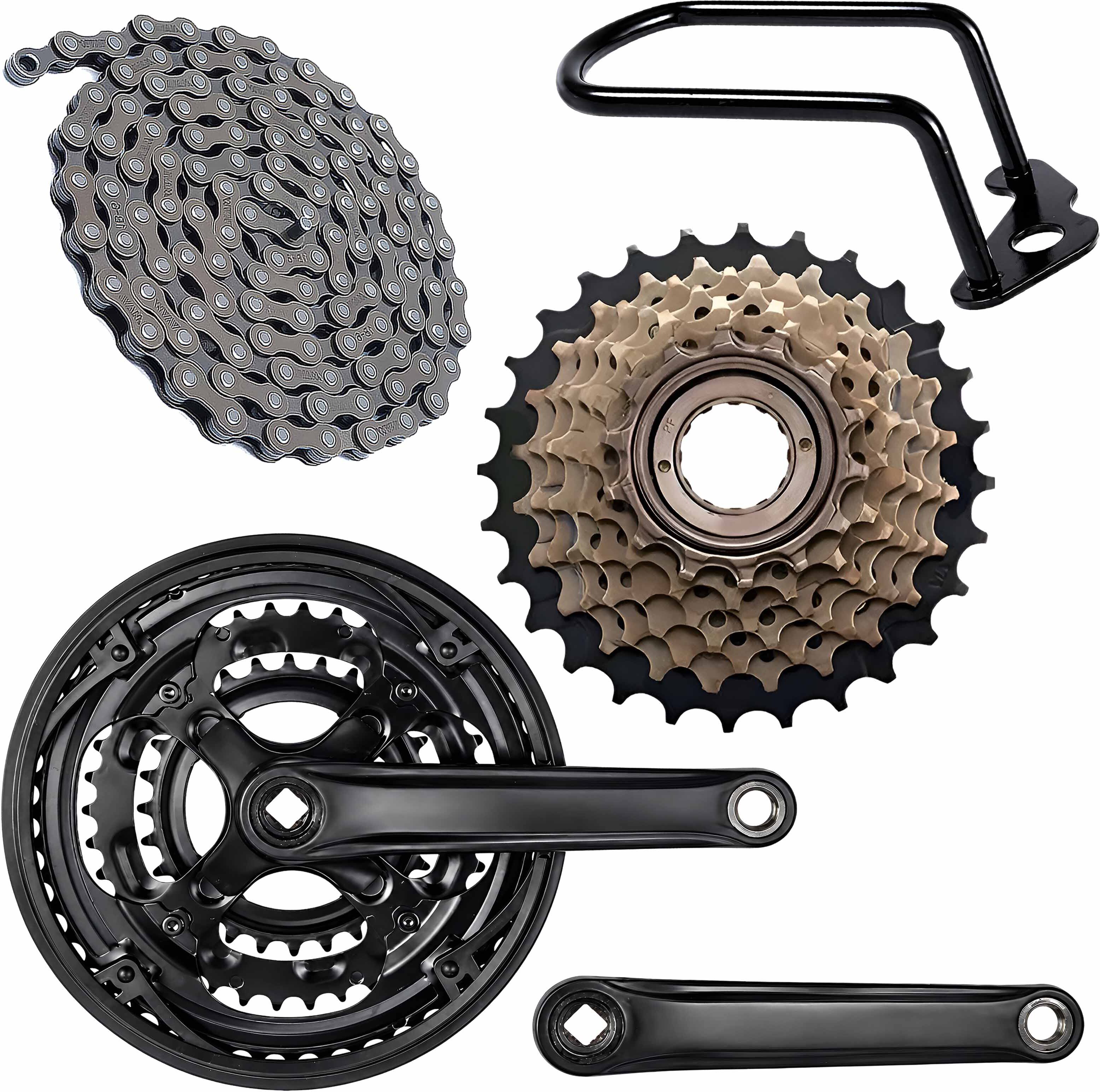 Complete Bicycle Gear Upgrade Kit with Triple Crankset & 7 Speed Cassette Mountain Bike, Racing Bike, Road Bicycle Wheel-image-29