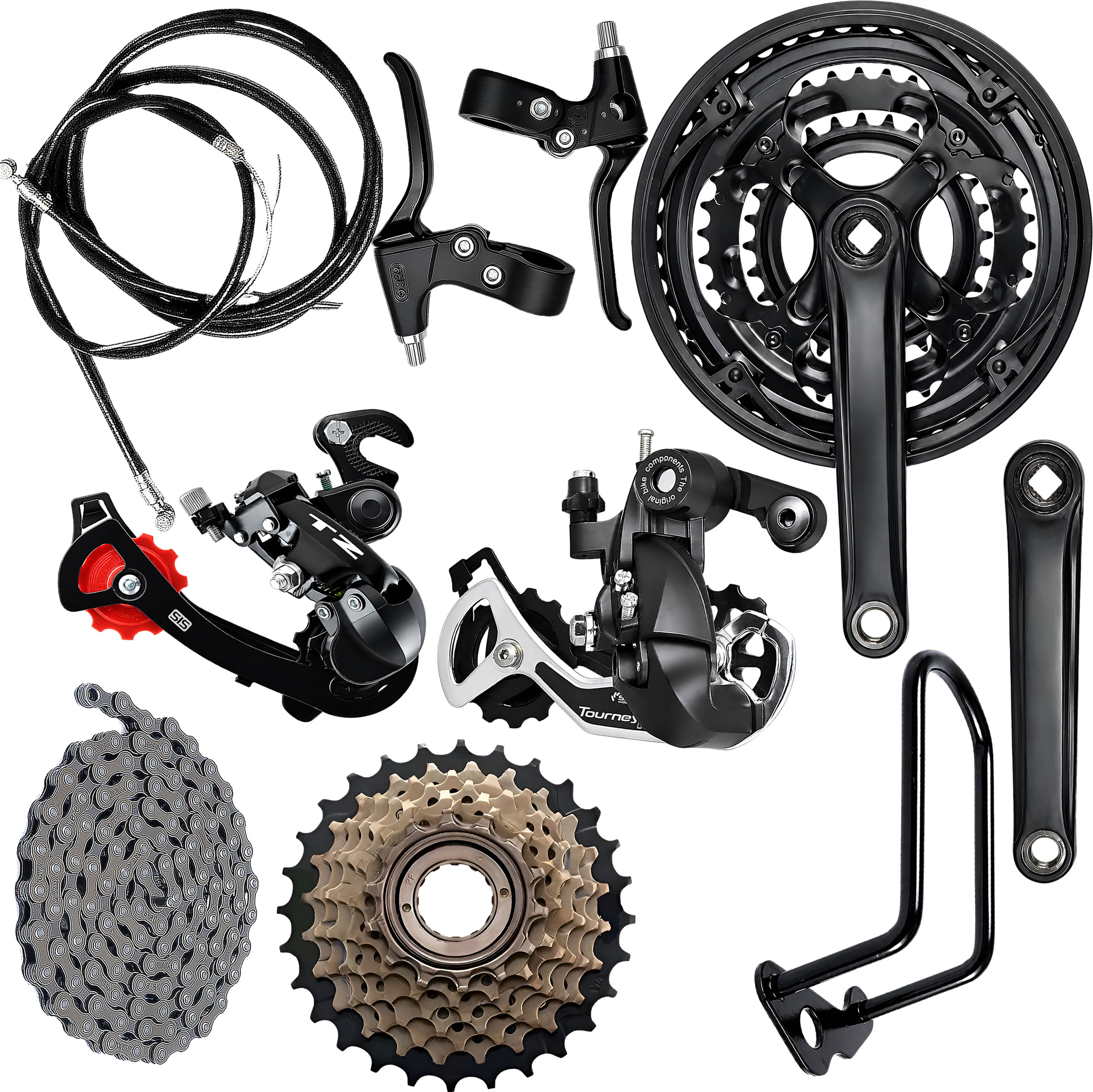 razaiq Cycle Crankset, Chain, TZ Tourney Rear Gear & Brake Lever Cable Wire Set Bicycle Brake Disk-picture-35