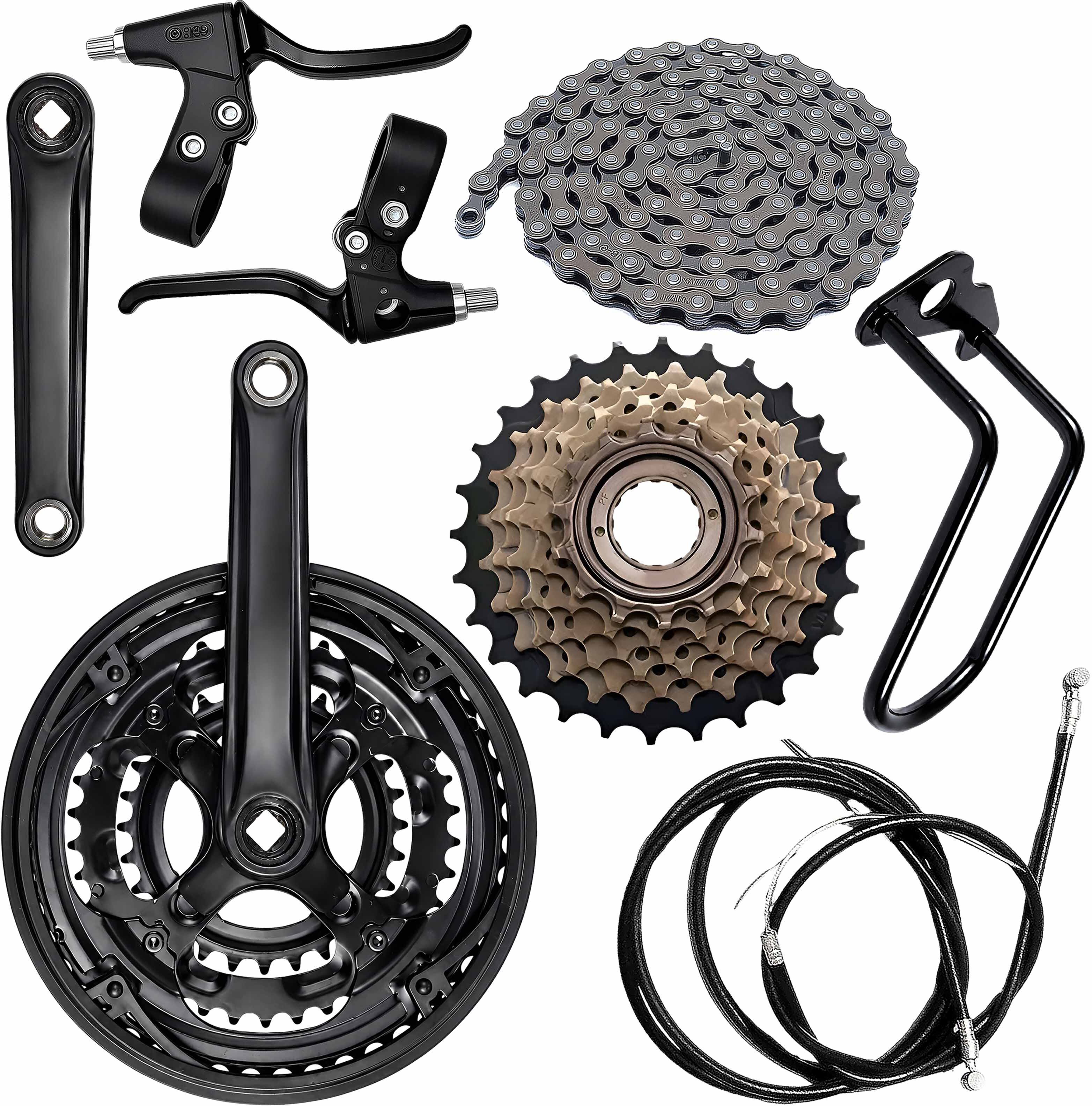 razaiq Bicycle 3Speed Crankset with 116 Link Chain, Disc Brake Lever & 7 Speed Cassette Bicycle Brake Disk-picture-25