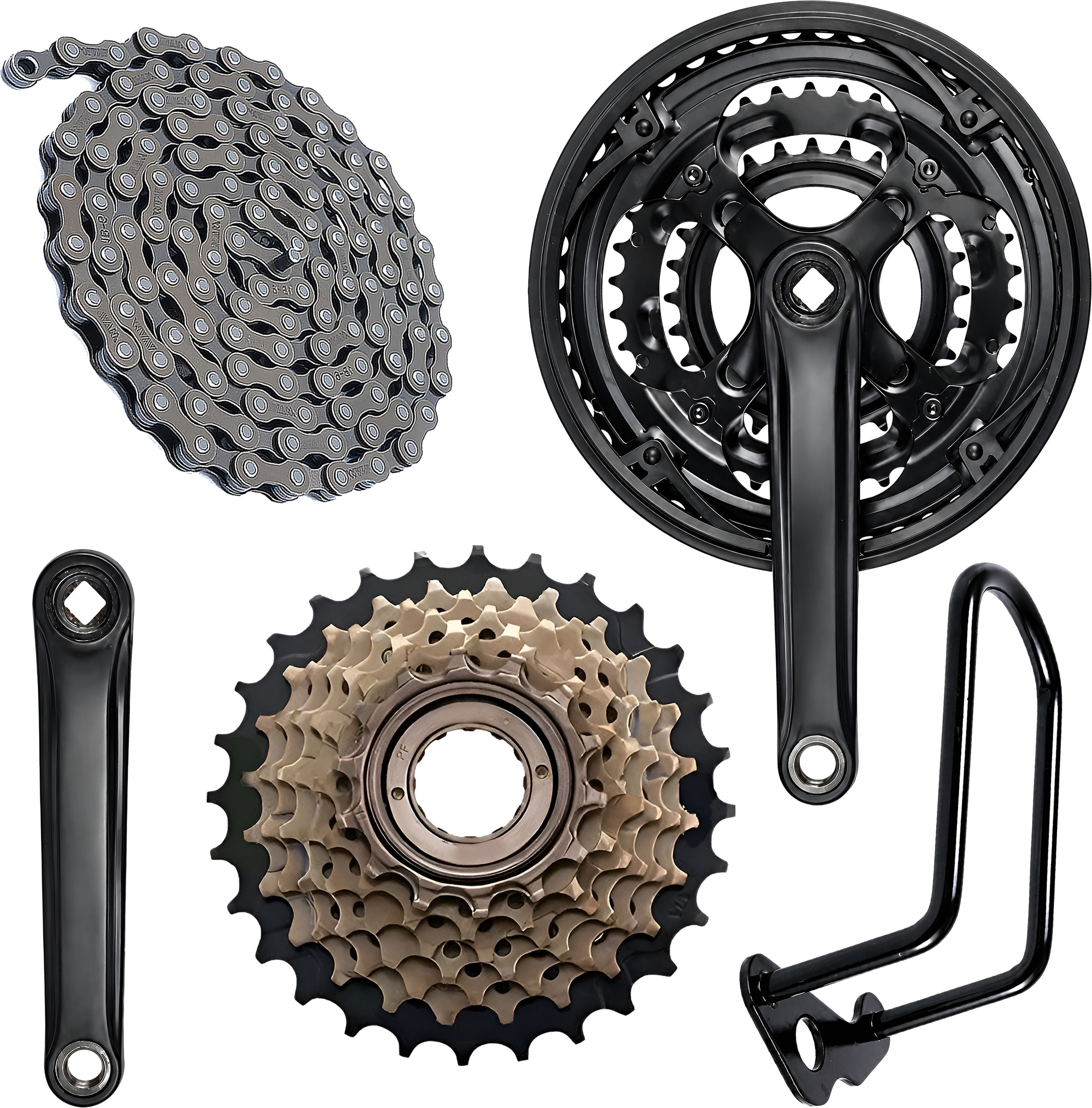 razaiq Universal Bicycle Crankset, 7 Speed Cassette, Chain & Rear Guard Kit Bicycle Brake Disk-picture-14