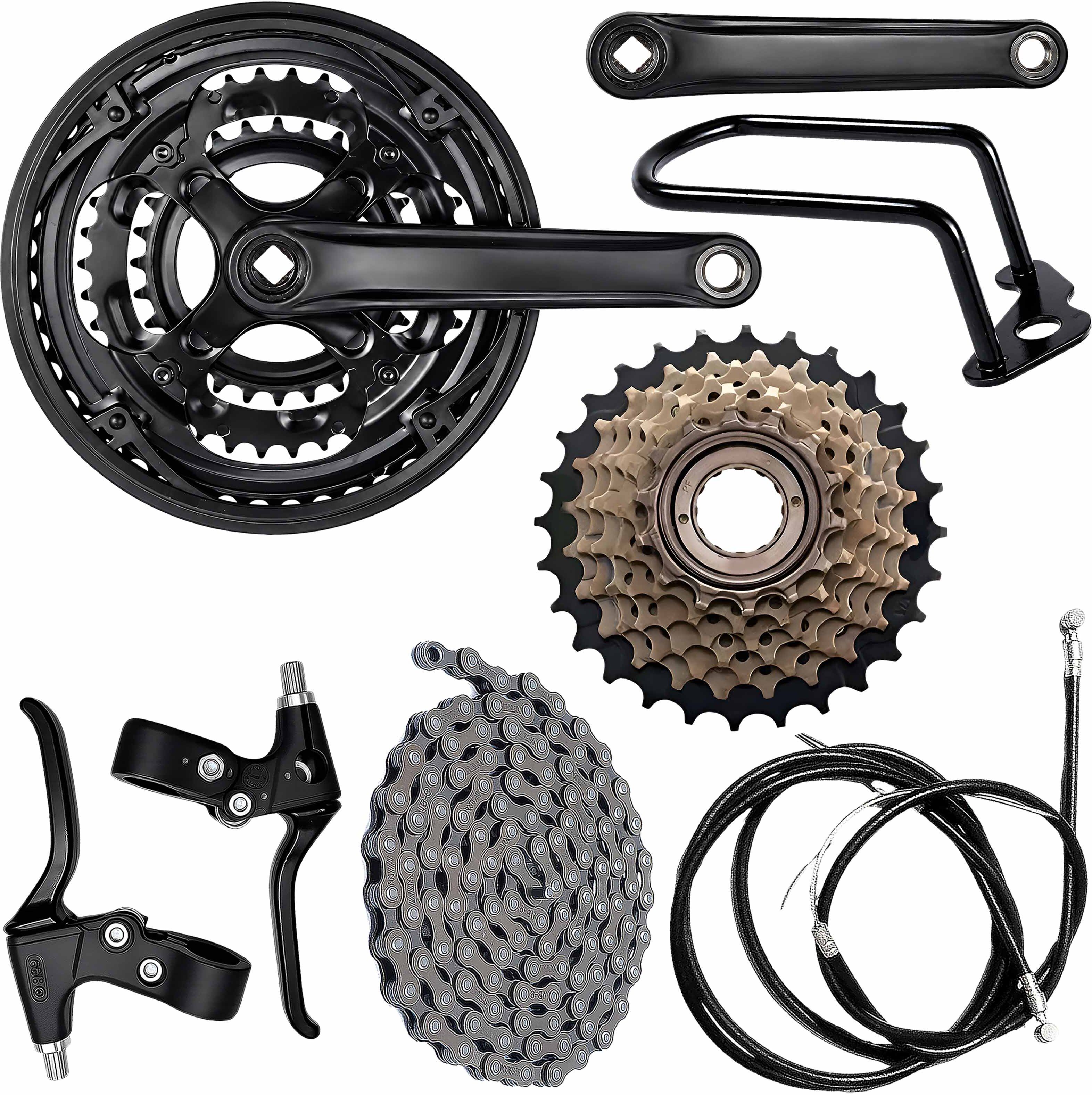 razaiq Bicycle Gear Conversion Kit with Triple Crankset, Rear Guard & Brake Cable Wire Bicycle Brake Disk-picture-19