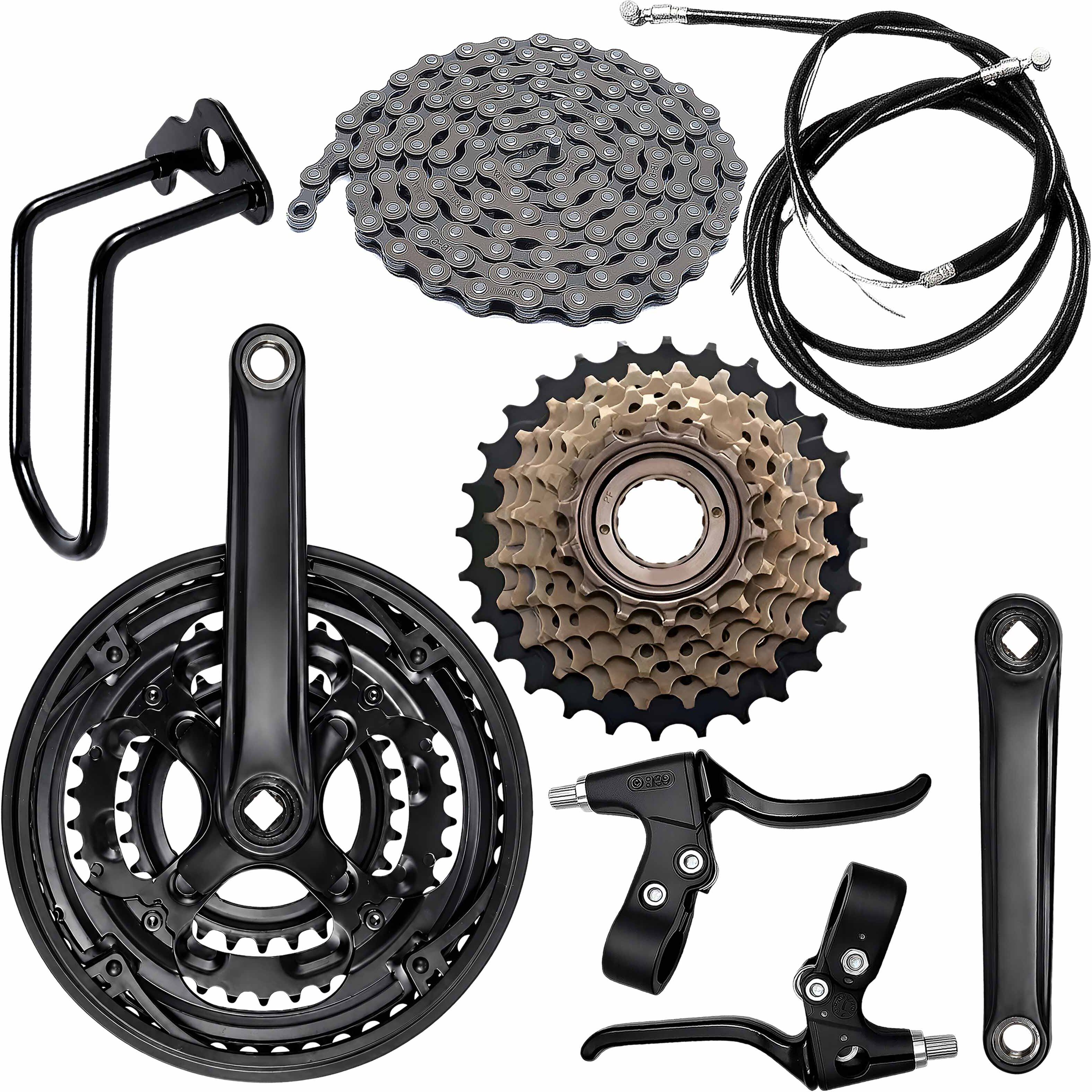 razaiq Universal Cycle GearKit with Triple Crankset, Chain, Brake Lever Set& Rear Guard Bicycle Brake Disk-picture-34