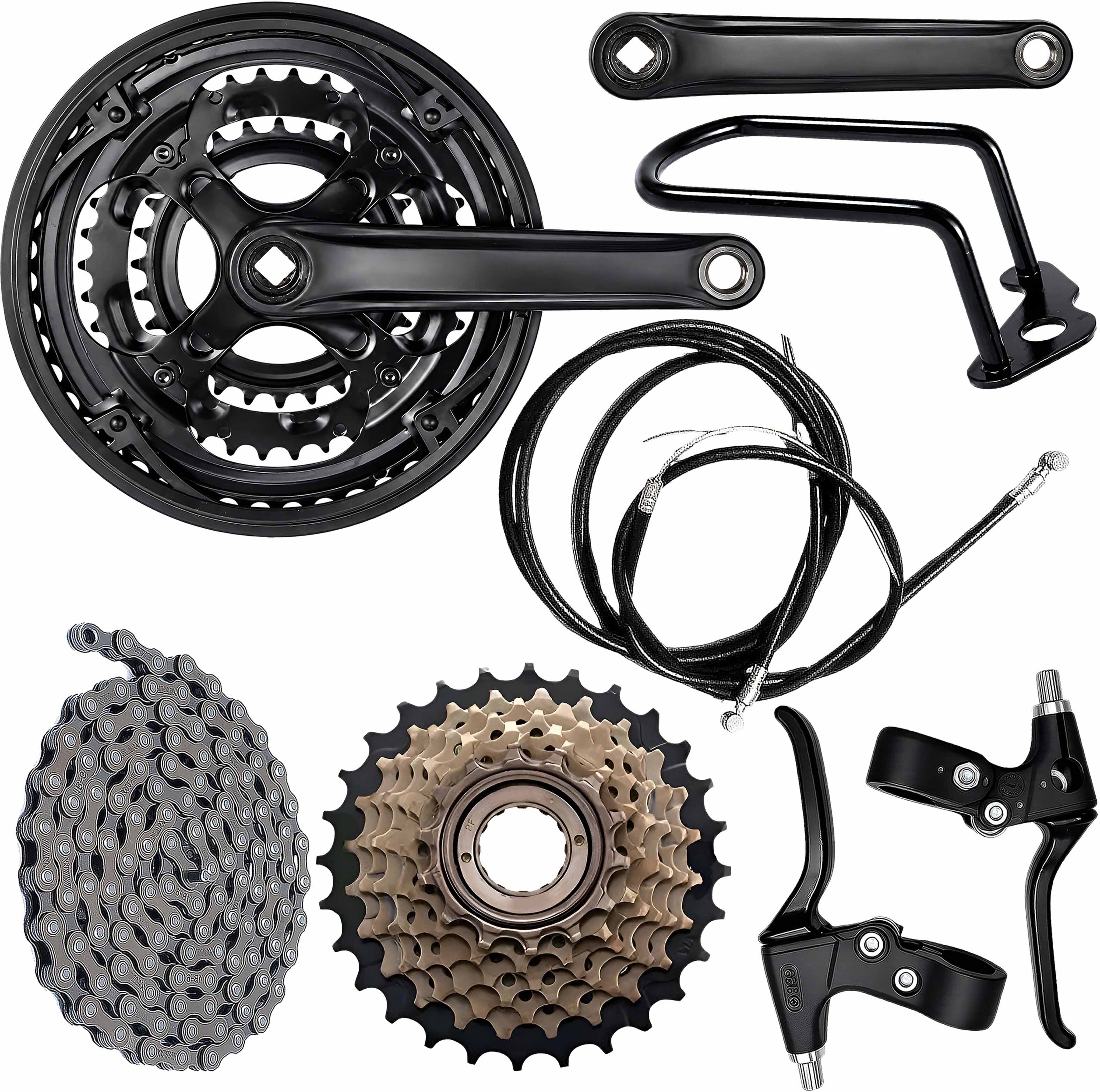 razaiq Complete Bicycle Gear System with Triple Crankset, Chain & Disc Brake Lever Kit Bicycle Brake Disk-picture-36