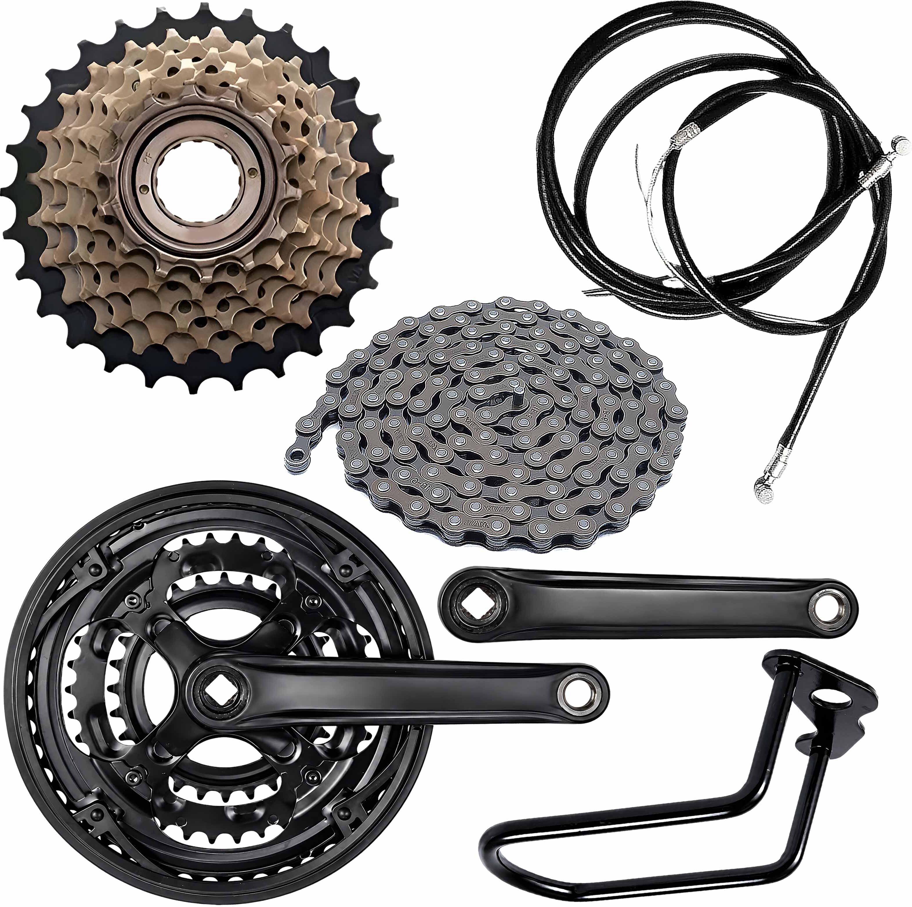 Bicycle Gear Upgrade Kit with Crankset, Cassette & Brake Cable Wire Set Mountain Bike, Racing Bike, Road Bicycle Wheel-image-7
