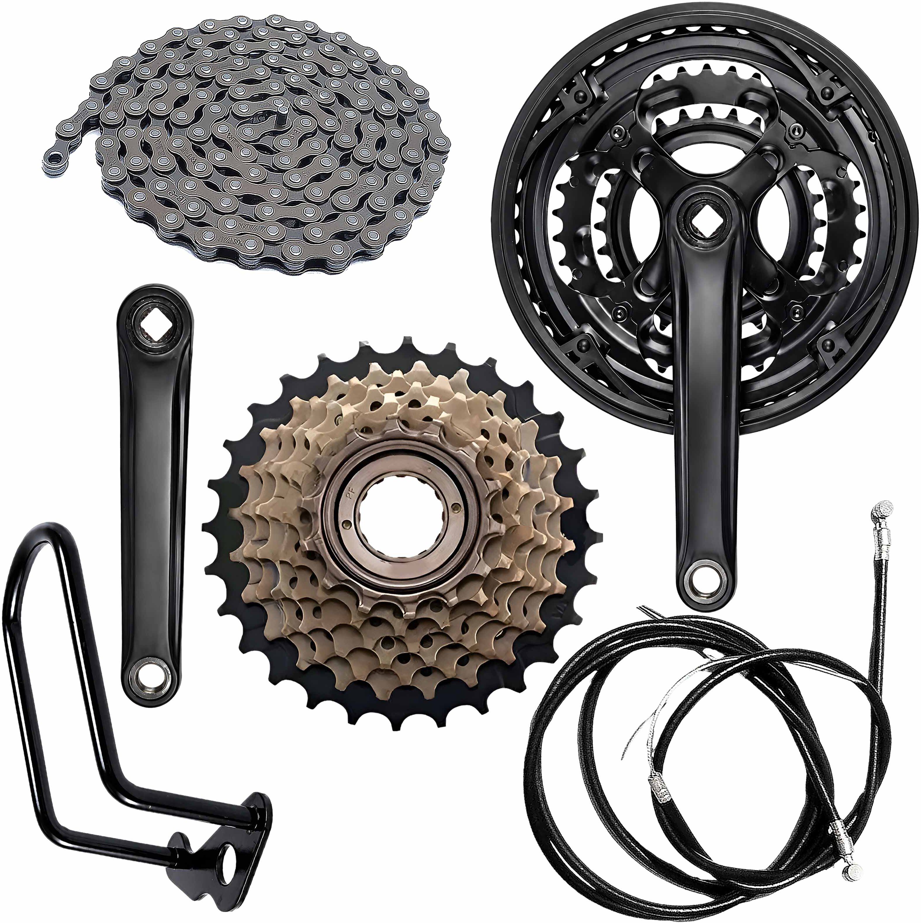 razaiq Universal Bicycle Crankset, 7 Speed Cassette & Disc Brake Cable Wire Kit Bicycle Brake Disk-picture-13