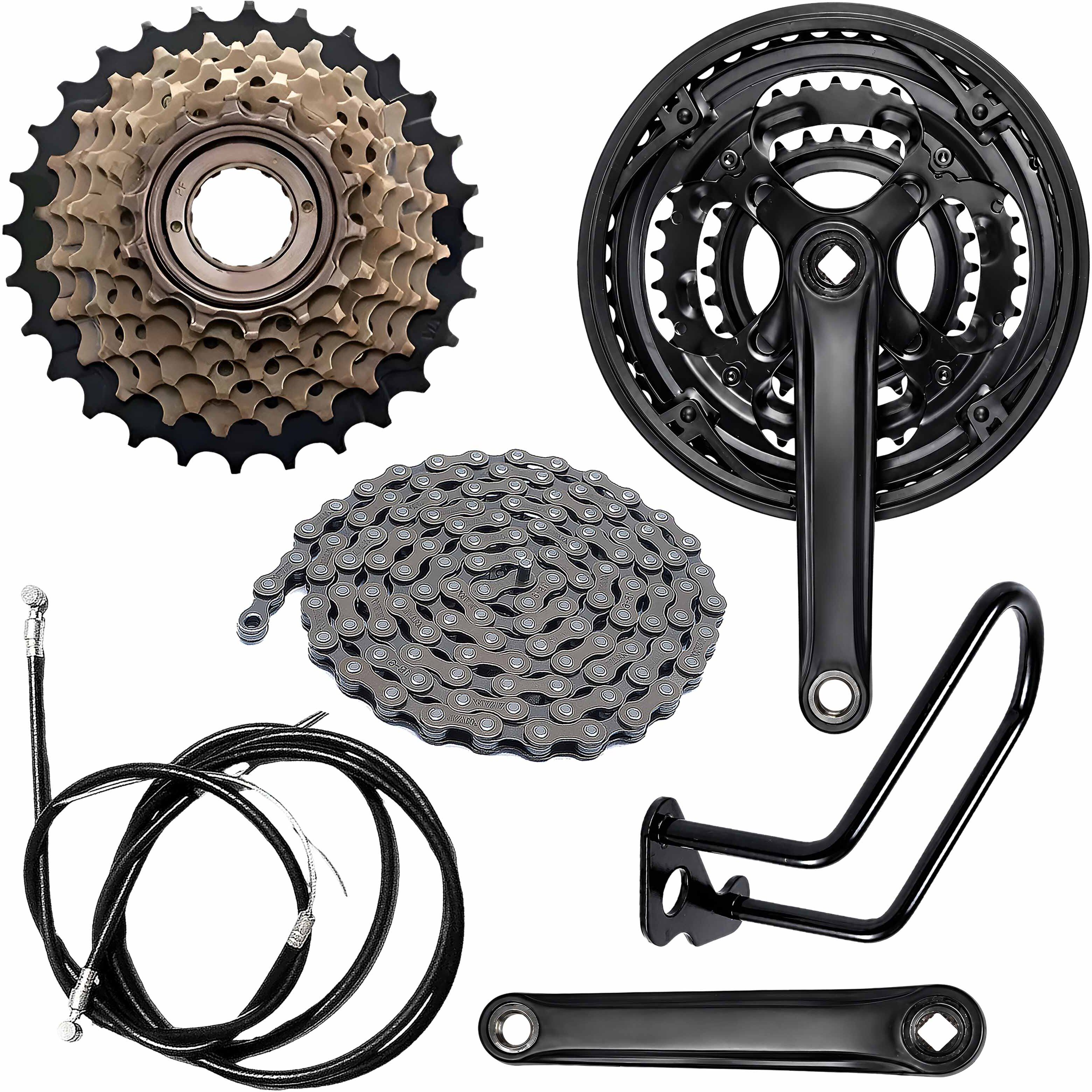 Bicycle Front Crankset Kit with 116 Link Chain, Rear Guard & Brake Cable Wire Bicycle Brake Disk-image-25