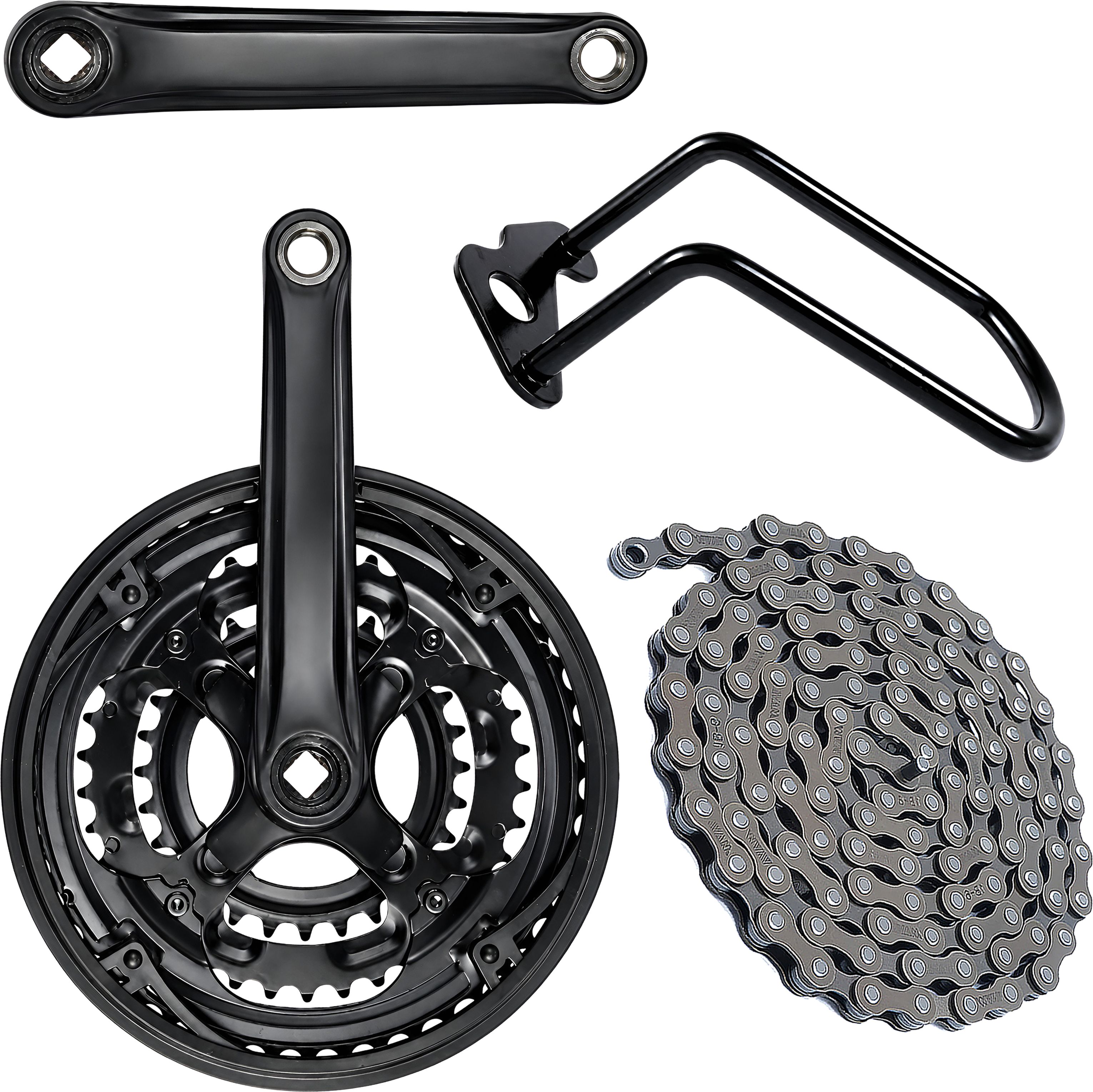 razaiq Bicycle Triple Crank Arms with 116 Link Chain & Rear Gear Guard Bicycle Brake Disk-picture-10