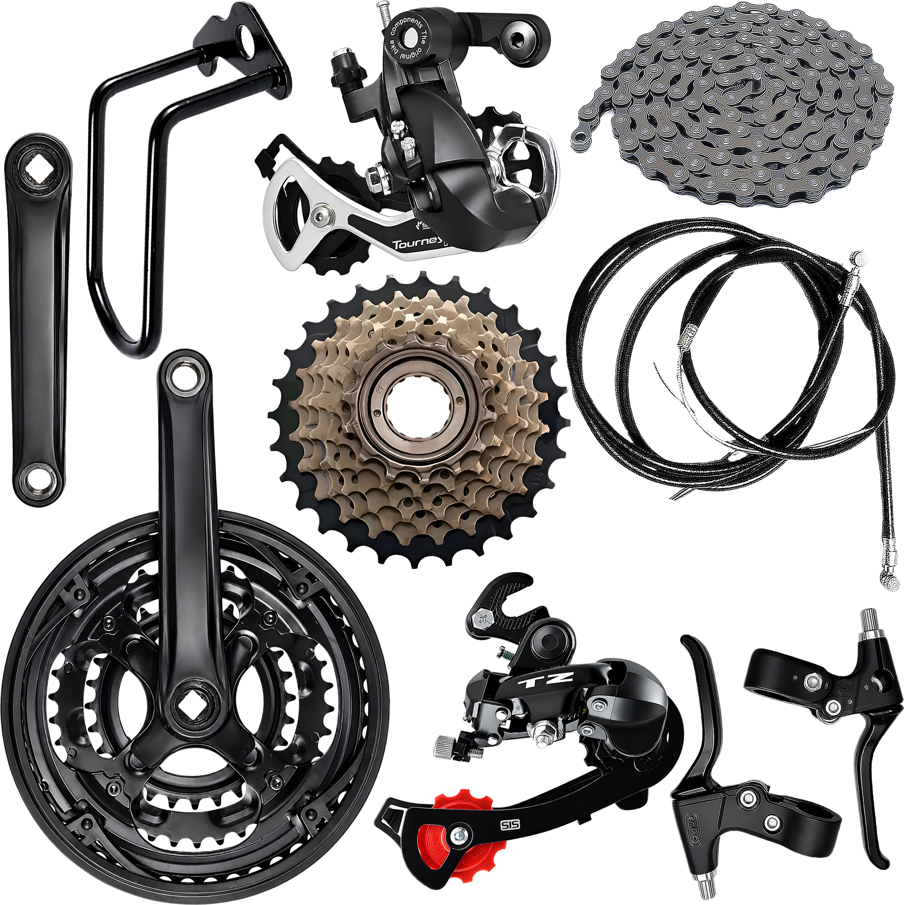 razaiq Bicycle Crankset, Chain, TZ Derailleur, Cassette & Brake Lever Kit Set Bicycle Brake Disk-picture-28