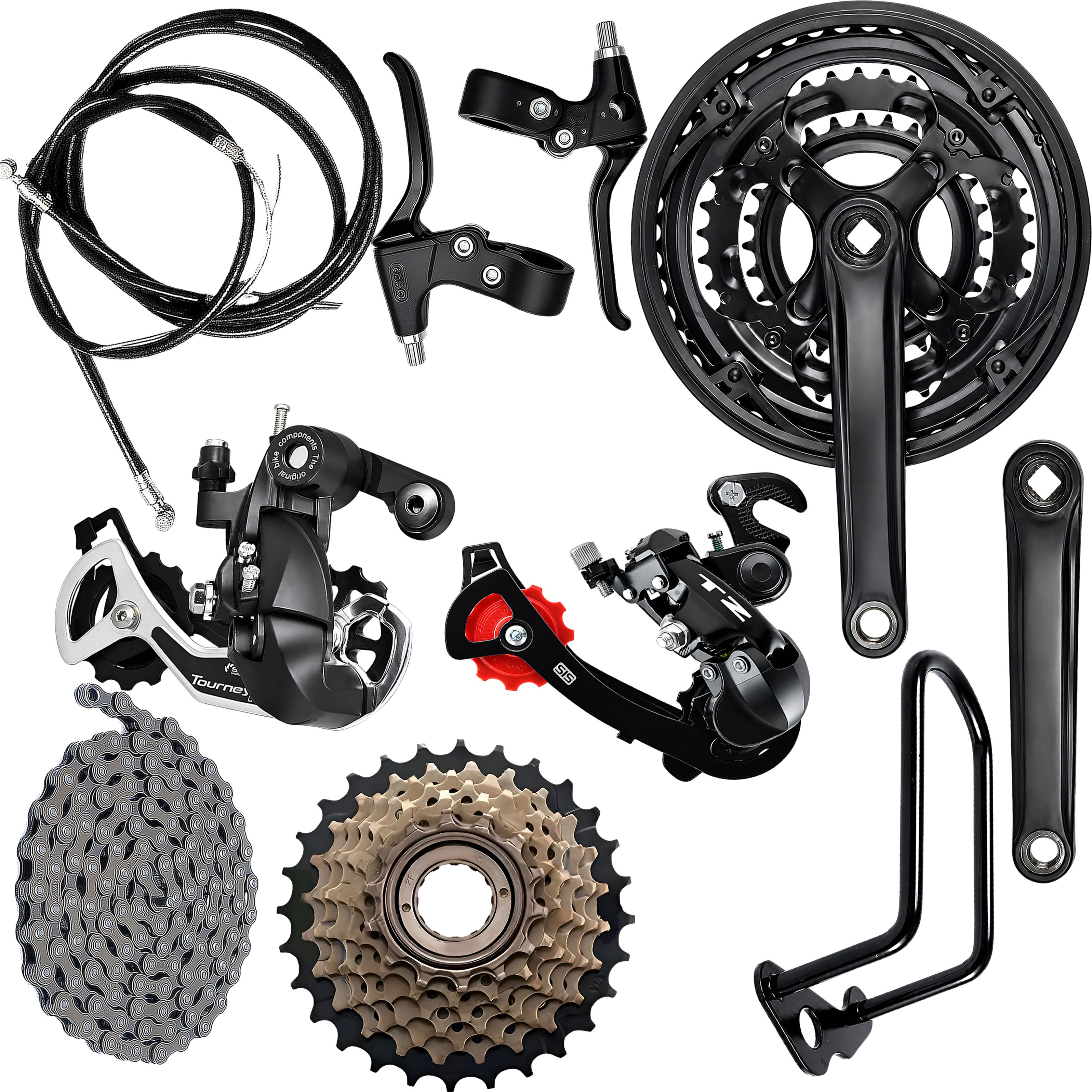 Bicycle Chain, Triple Crankset, 7 Speed Gear & Rear Derailleur Guard Kit Bicycle Brake Disk-image-38