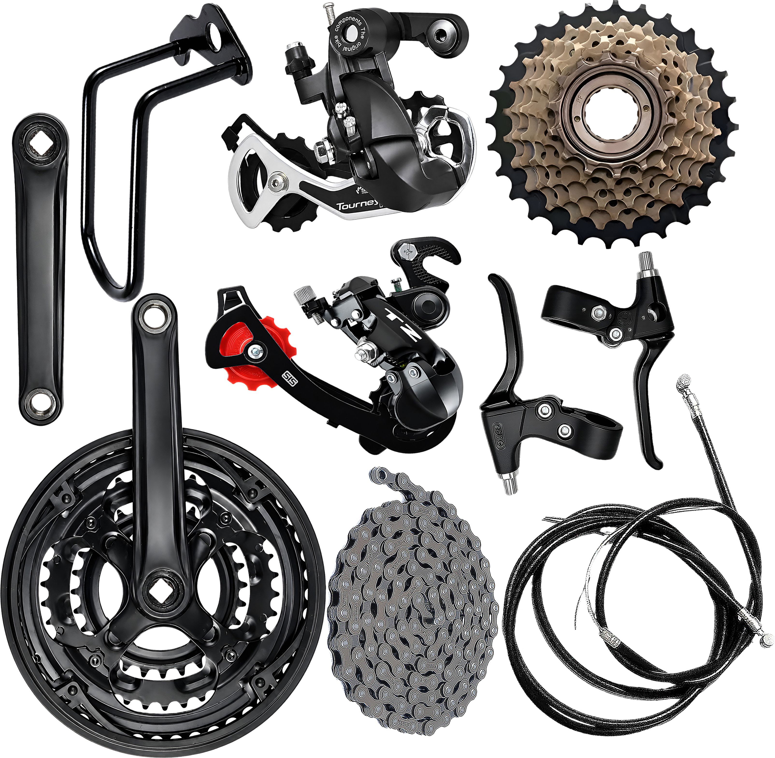 razaiq Bicycle Crankset, Chain, 7 Speed Gear Kit with TZ Rear Derailleur & Guard Bicycle Brake Disk-picture-29