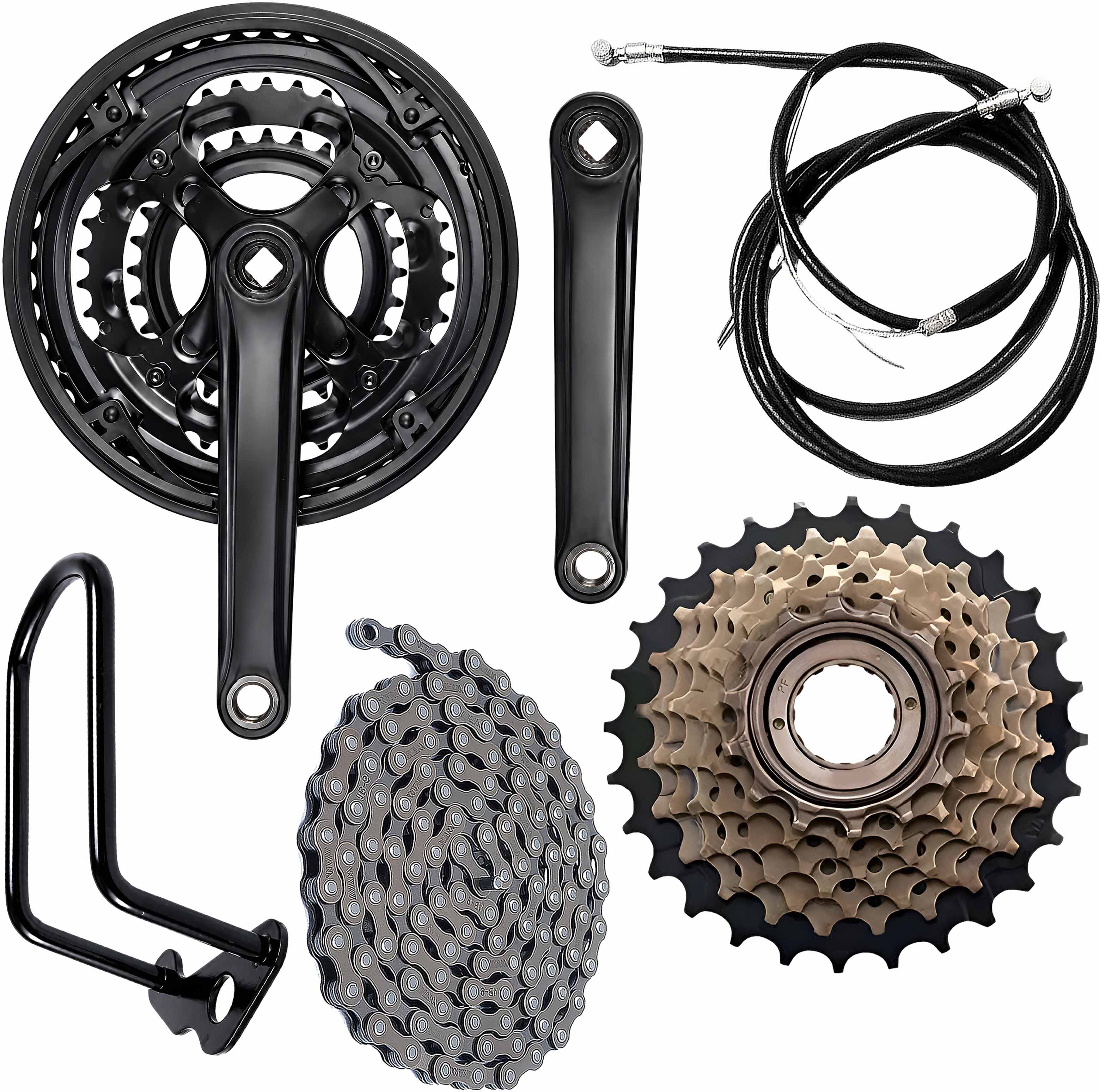 razaiq Universal Cycle Gear Kit with Triple Crankset, Chain, Rear Guard Brake Cable Set Bicycle Brake Disk-picture-40