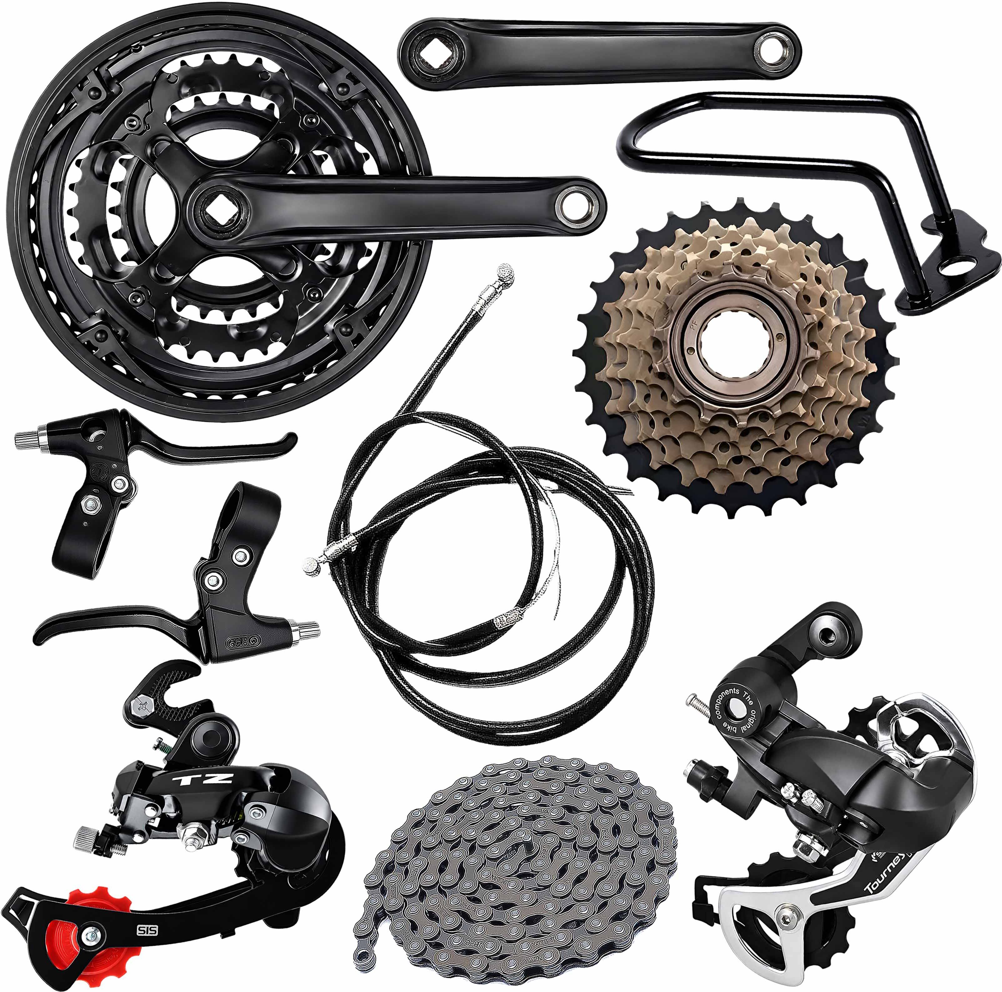 razaiq Bicycle Crankset, 7 Speed Gear, Chain & Disc Brake Lever Cable Set Kit Bicycle Brake Disk-picture-11