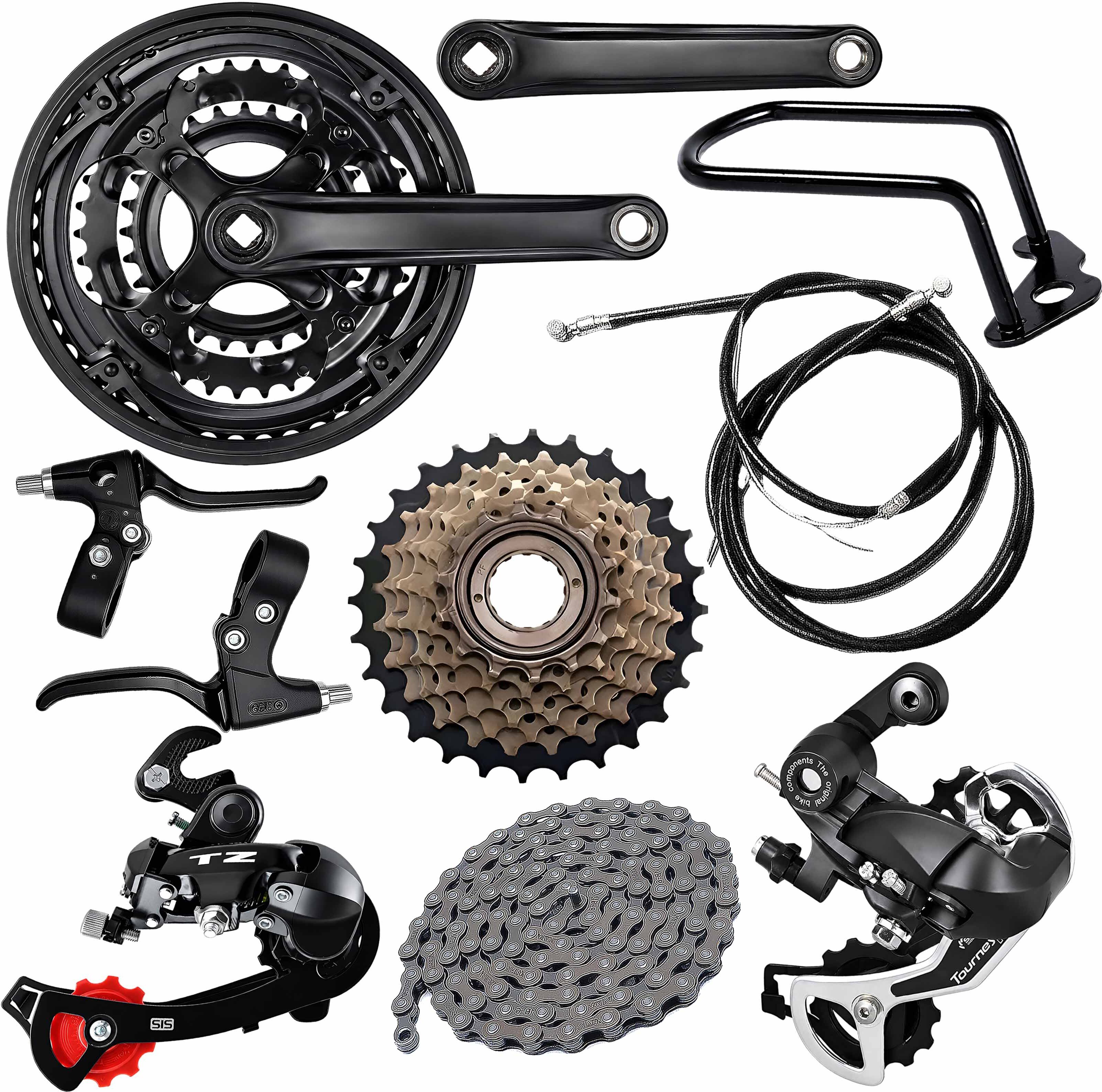 razaiq Cycle Crankset, Chain, TZ Rear Derailleur & 7 Speed Cassette Gear Kit Set Bicycle Brake Disk-picture-45