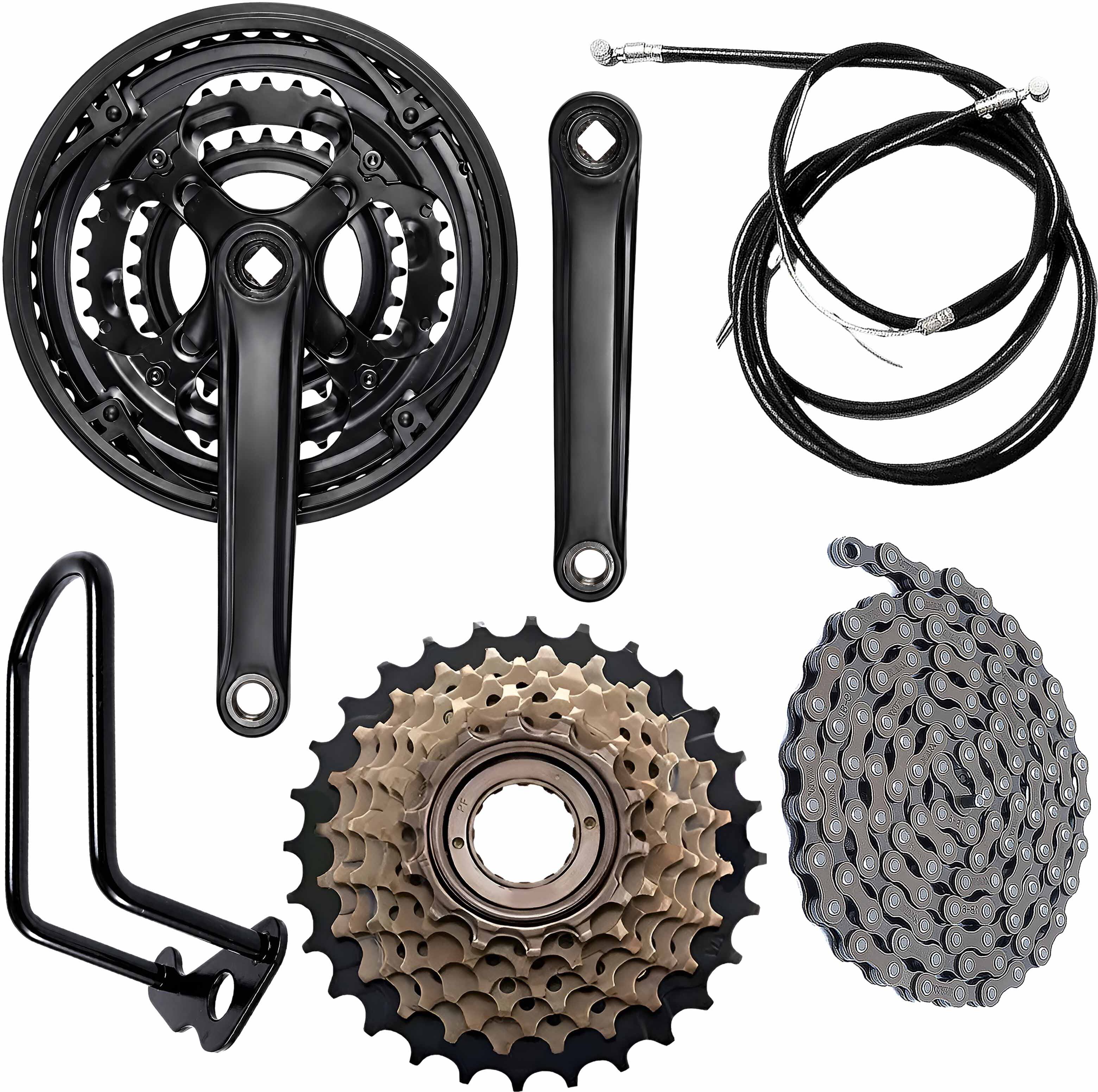 razaiq Complete Bicycle Drivetrain Kit with Triple Crankset, 7 Speed Cassette, Chain Bicycle Brake Disk-picture-48