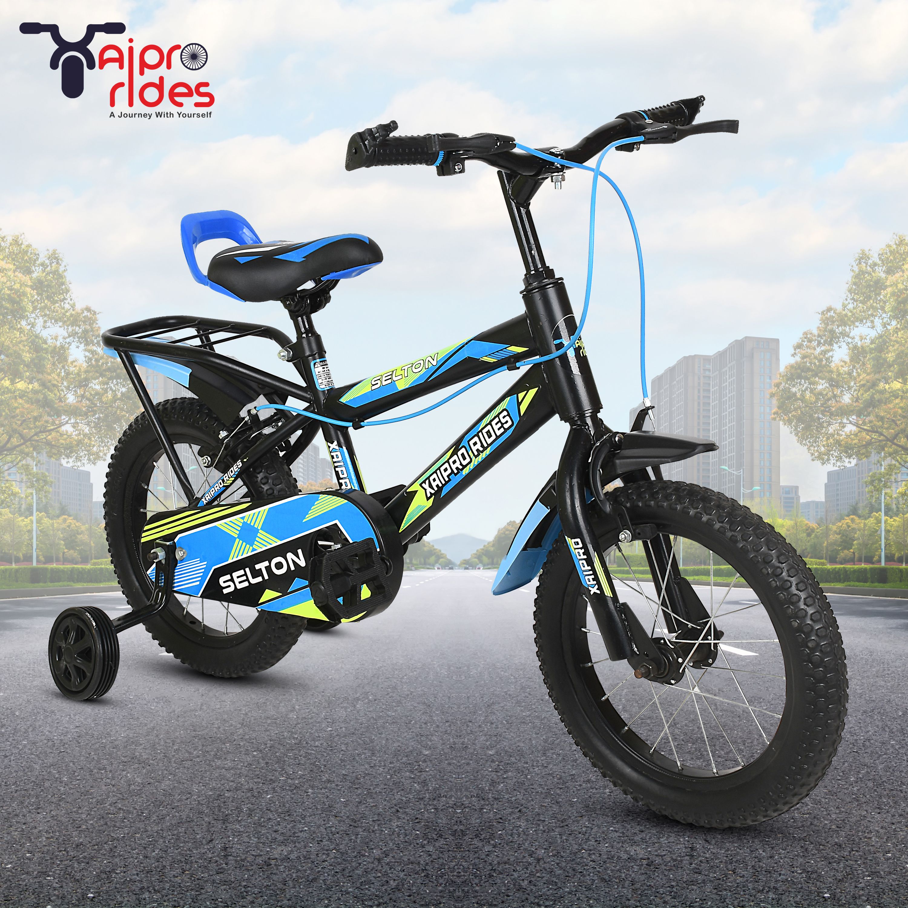 xaipro rides 14T SELTON CARRIER M RIM GREEN/SB FOR BOYS AND GIRLS 14 T (inch) BMX Cycle-picture-15