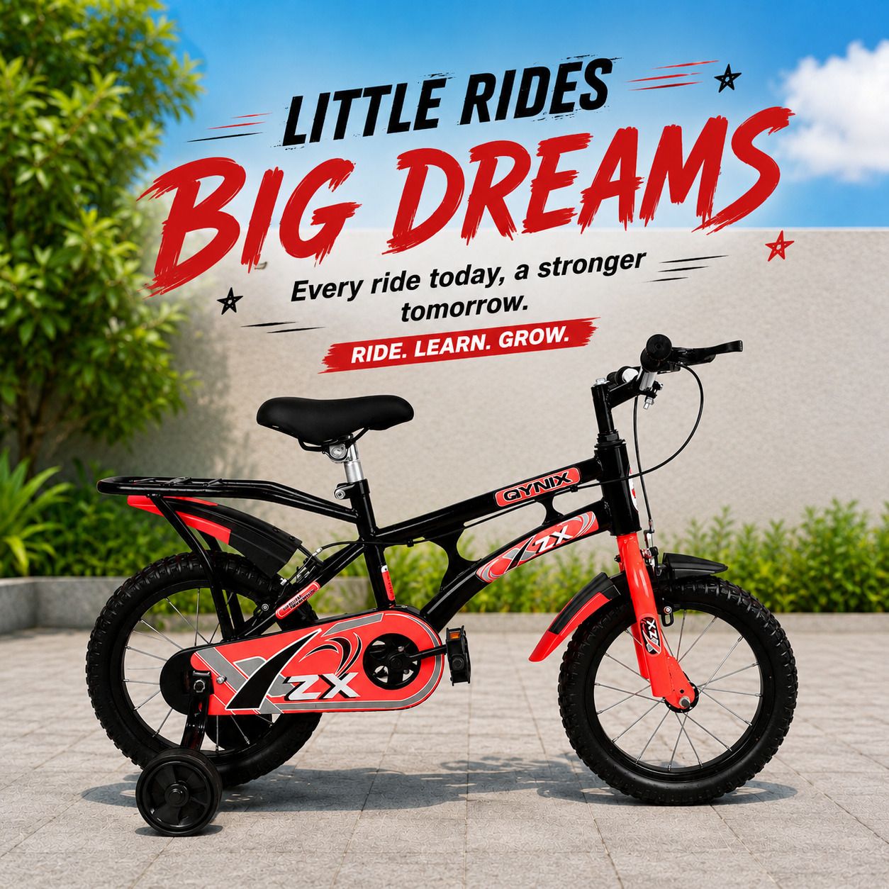 14T ZX M-RIM RED BICYCLE FOR 3-5 YEARS WITH TRAINING WHEELS 14 T (inch) BMX Cycle-image-18