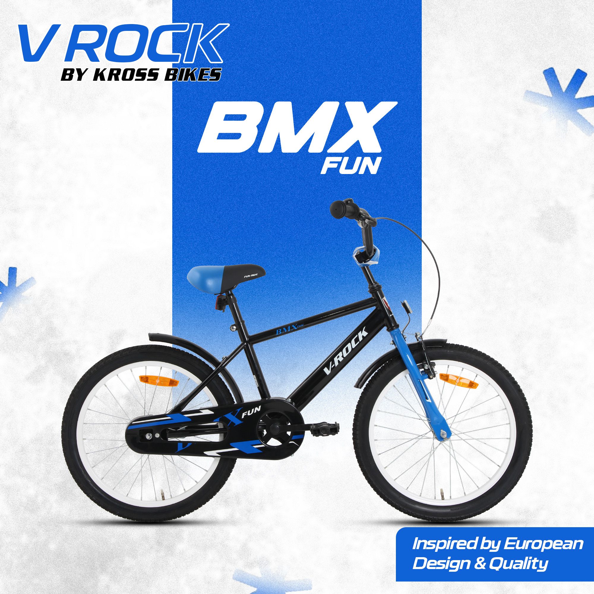 BMX Fun 20T Kids Bicycle | Steel Frame | Coaster Brake | Black-Blue 20 T (inch) Mountain Cycle-image-46