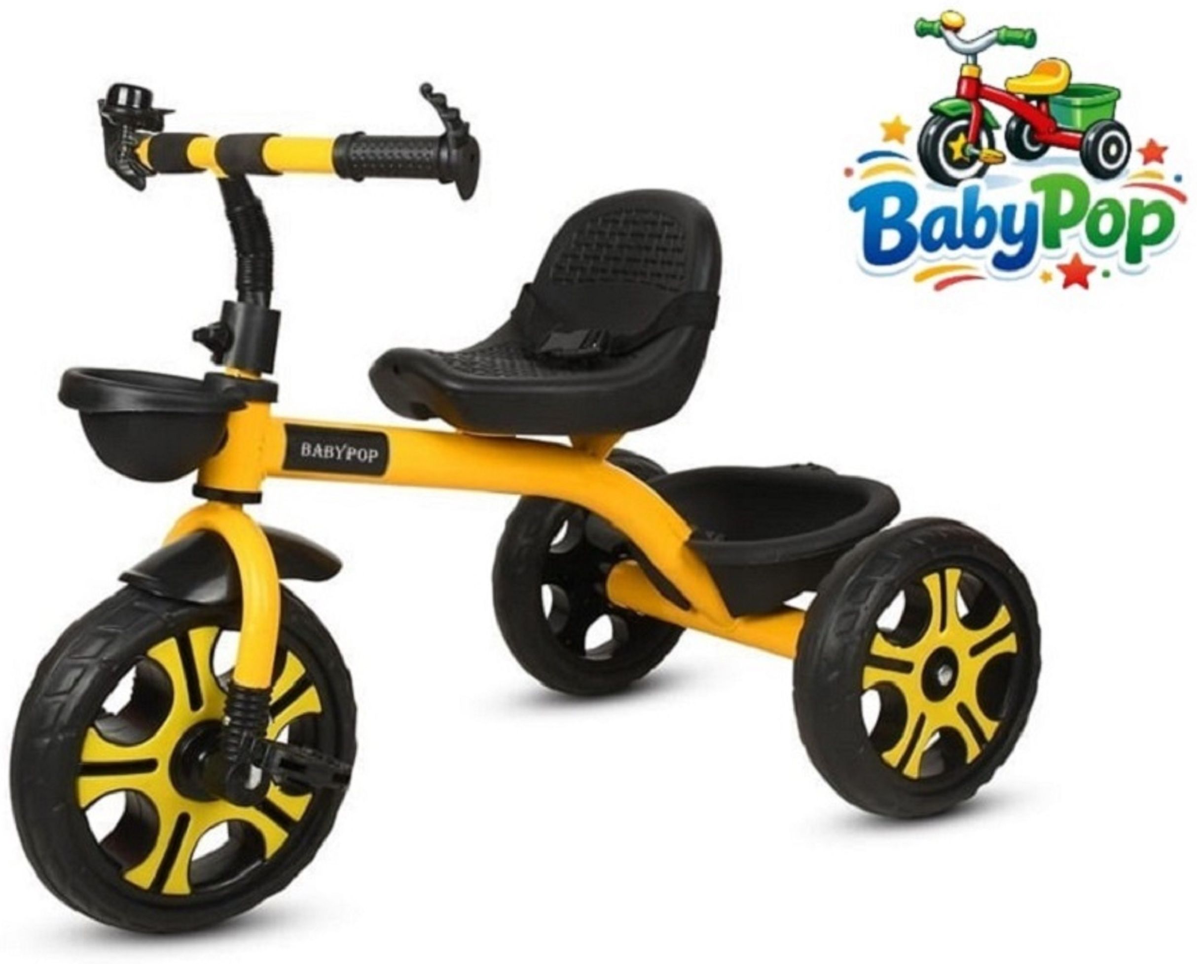 Tricycle with Dual Storage Basket | Chrome wheels and Seatbelt 10 T (inch) Hybrid Cycle/City Bike-image-42