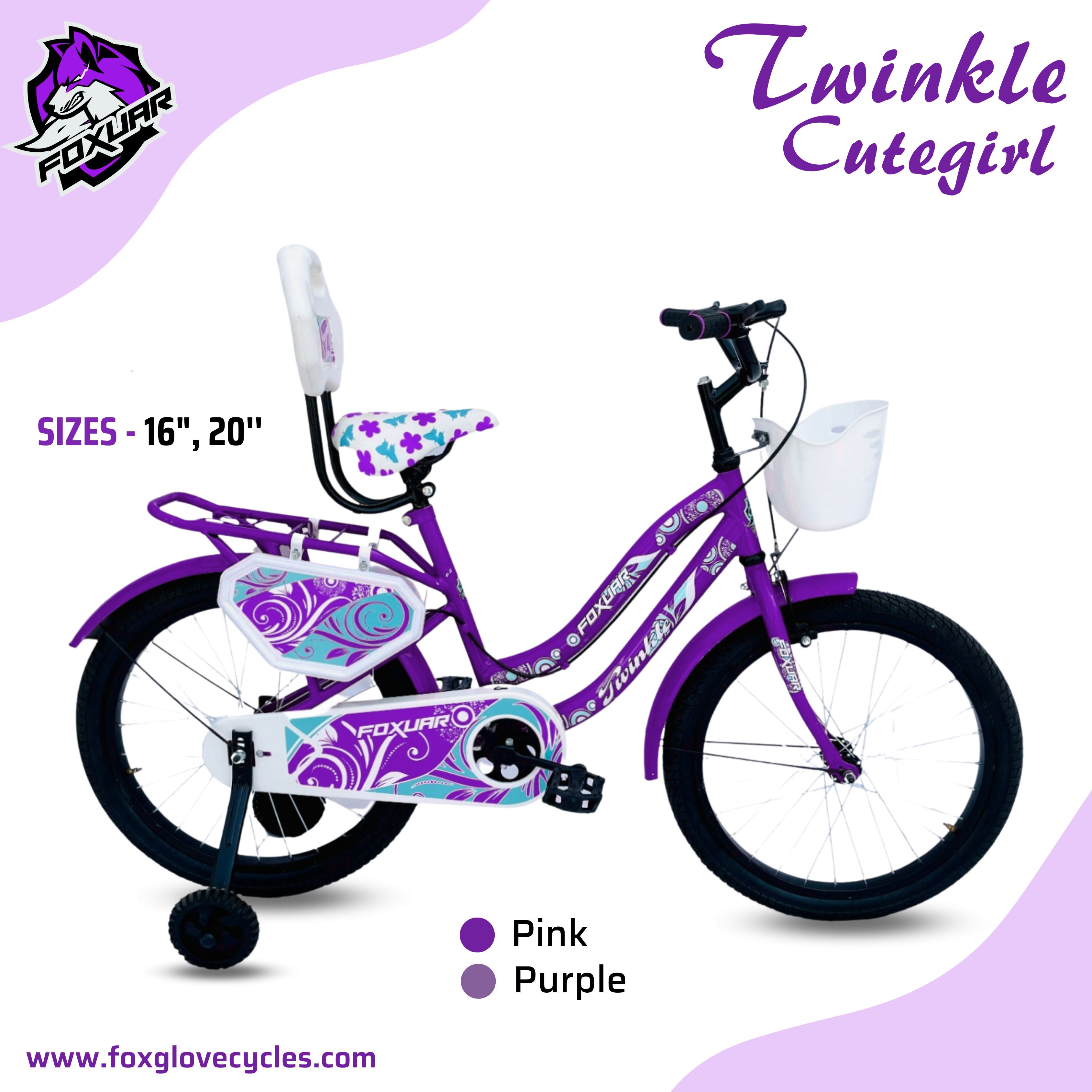 TWINKLE 20 INCHES STEEL FRAME TIRE TUBE PURPLE COLOUR FOR AGE GROUP 5 TO 10 YRS 20 T (inch) Road Cycle-image-15