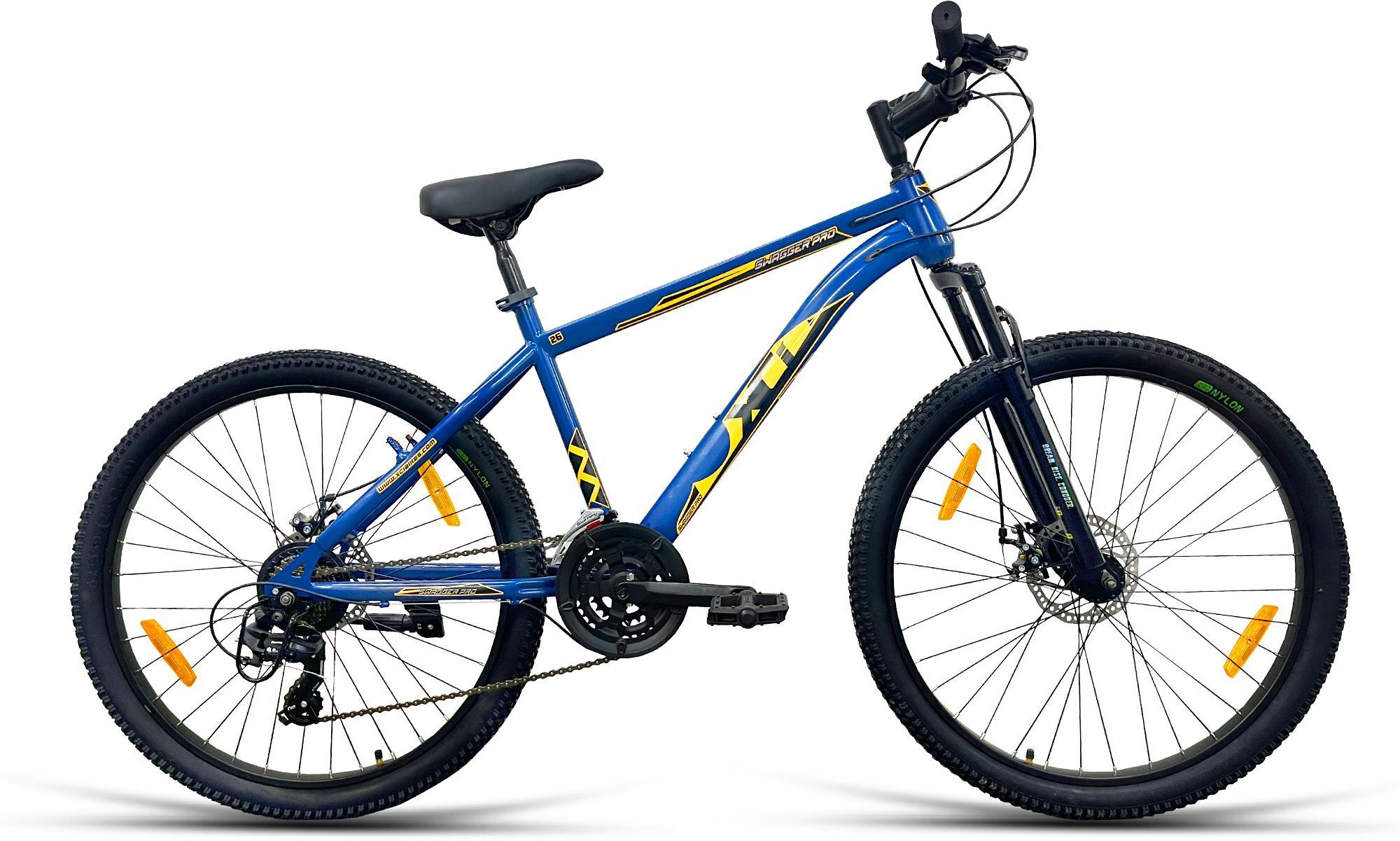 Swagger Pro Shimano Geared for Men TUF SHOX Suspension Blue Yellow 26 T (inch) Mountain Cycle-image-3