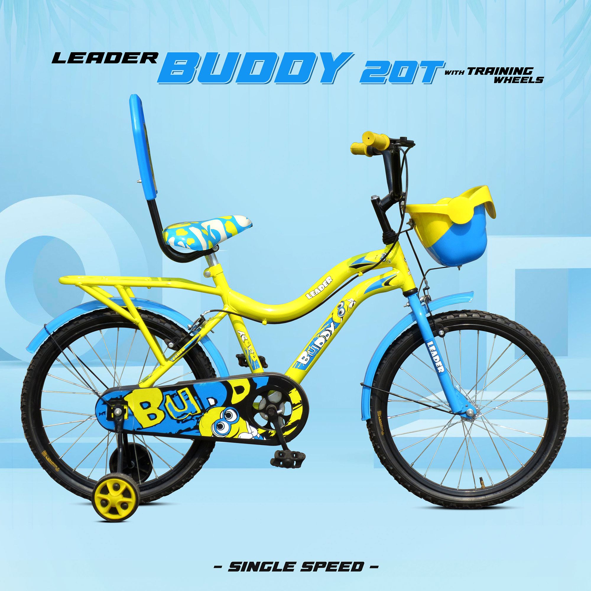 Buddy 20T Kids Cycle with Sturdy Training Wheels & Basket | Perfect for 5–9 Year 20 T (inch) Road Cycle-image-33