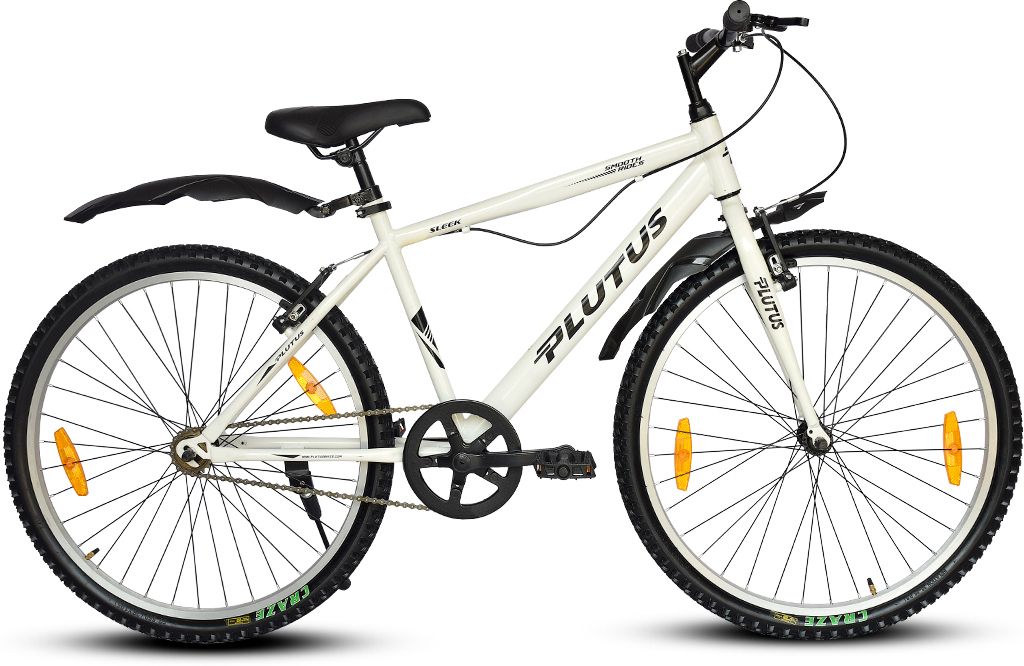 plutus Sleek Road Bike Age-12+ with V-Brake Single Speed (White) 26 T (inch) Hybrid Cycle/City Bike-picture-22