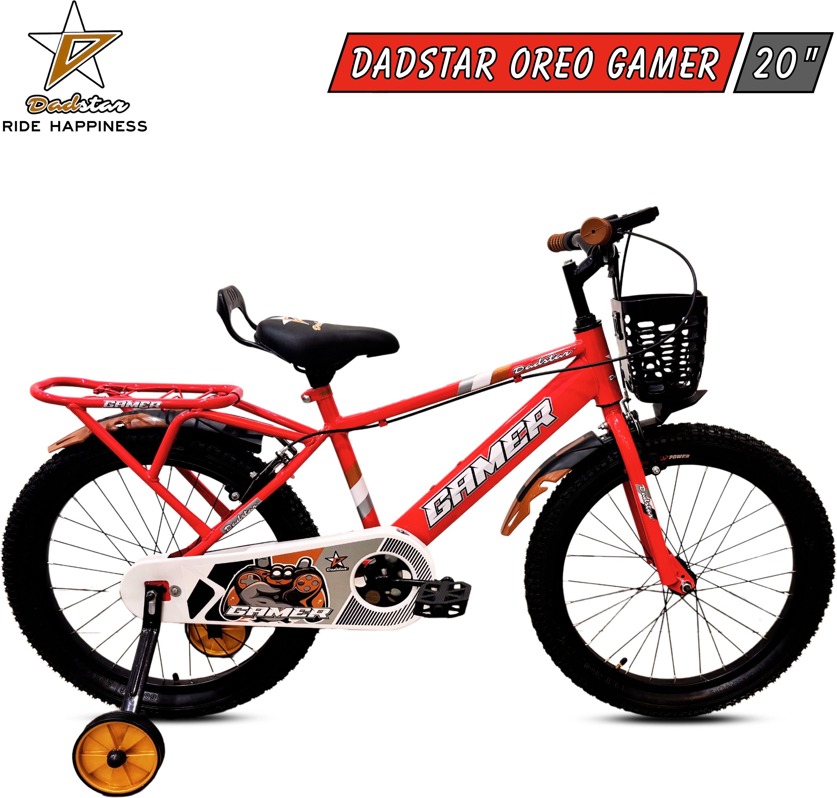 dadstar GAMER OREO 20 INCH IBC GLOSSY RED TYRE TUBE 20 T KIDS CYCLE FOR AGE 5 TO 9 YRS 20 T (inch) Road Cycle-picture-15