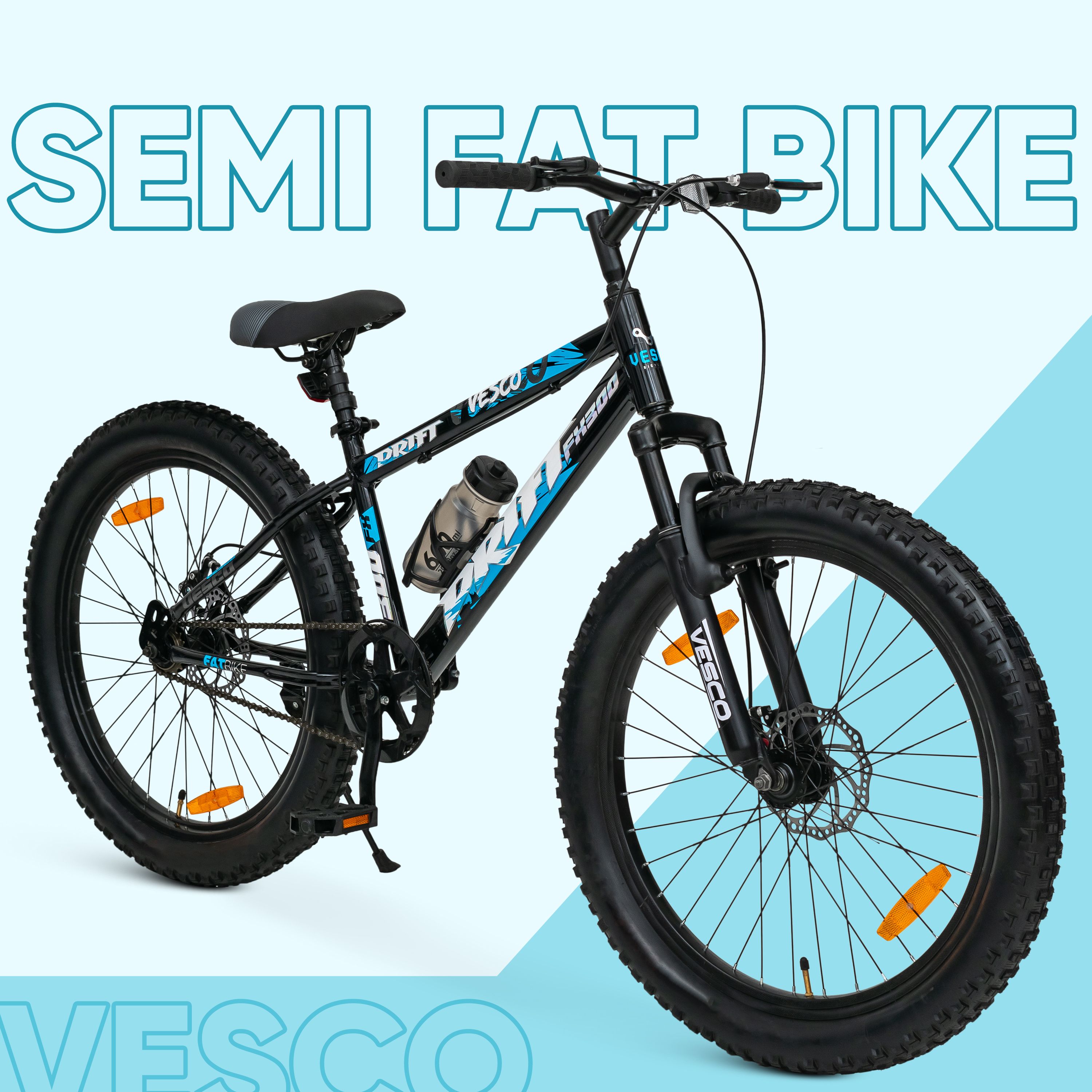 Drift FX300 24T Semi Fat Bike | Kids Bicycle for Boys 9-13 24 T (inch) Mountain Cycle