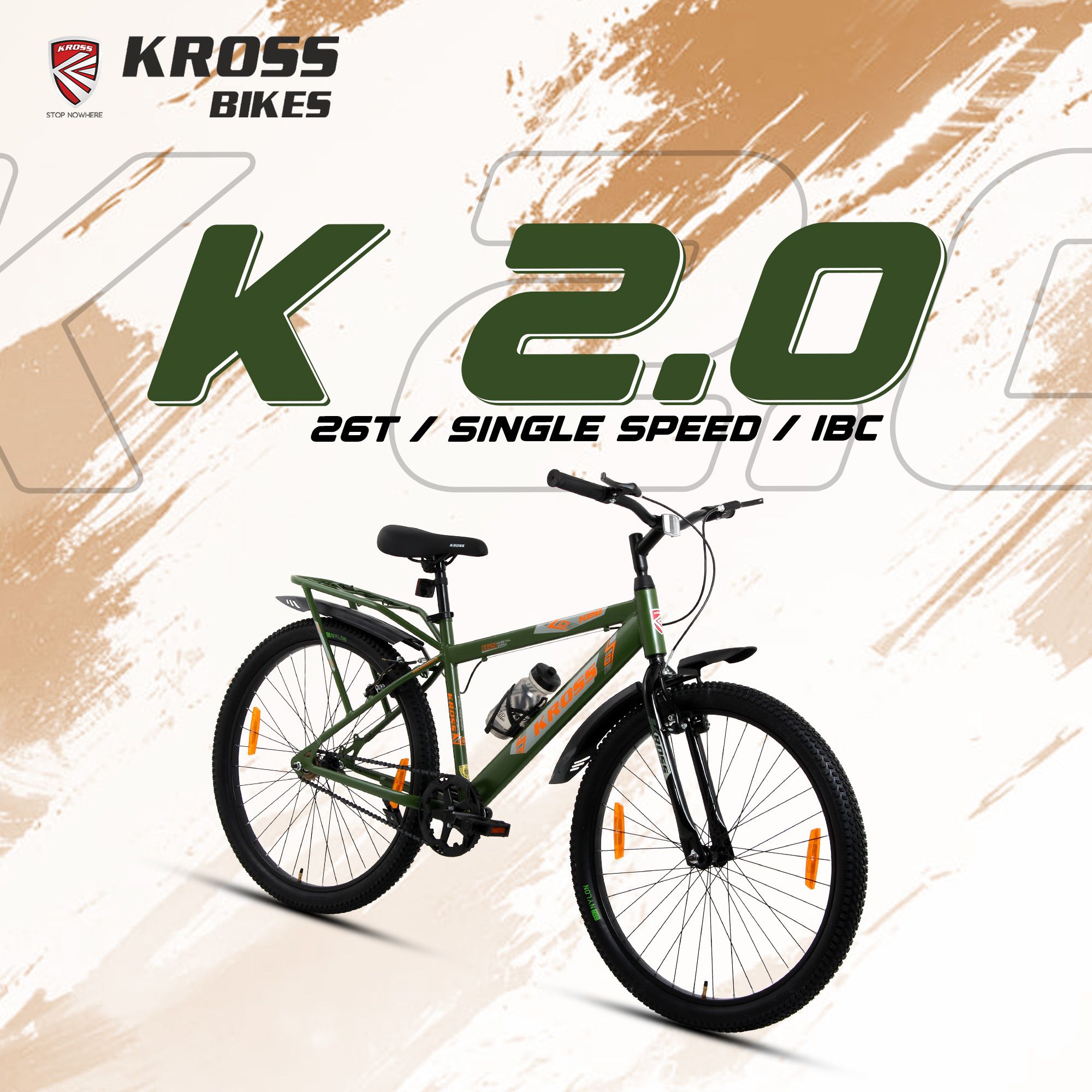 K 2.0 26T MTB Cycle | Steel Frame | Single Speed | Army Green 26 T (inch) Mountain Cycle-image-5