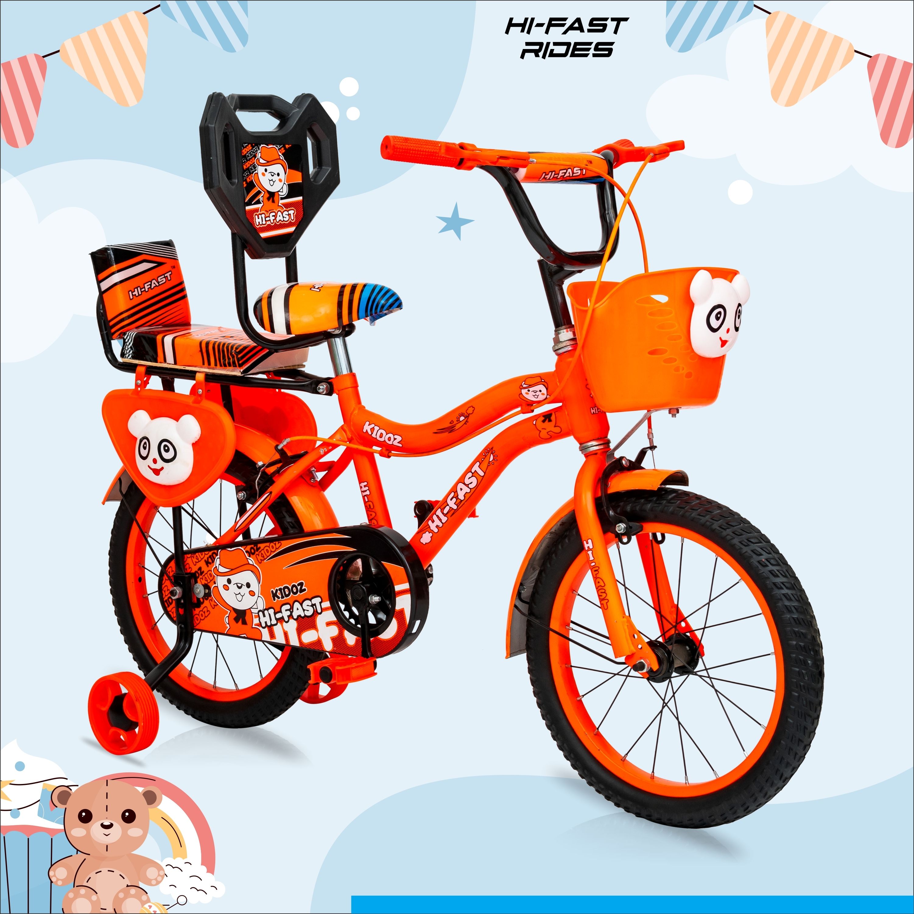 16T Kids Cycle With Extra Back Seat and Training Wheels (95% Pre-Assembled) 16 T (inch) Road Cycle-image-21