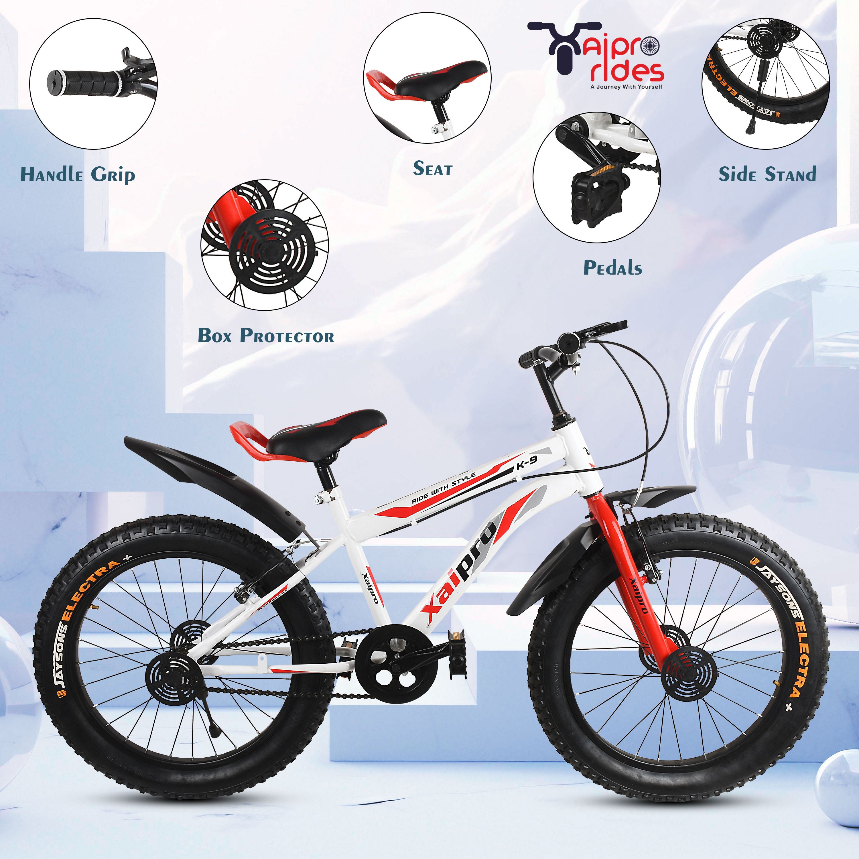 xaipro 20T SEMIFAT WHITE AND RED PREMIUM CYCLE FOR KIDS 5 TO 9 YEAR GIRLS AND BOYS 20 T (inch) Fat Tyre Cycle-picture-34
