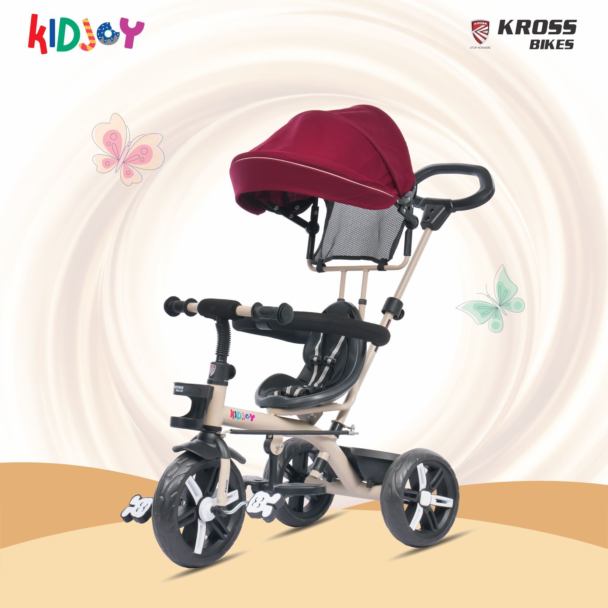 EX-1 Kids Tricycle with Parental Handle, Foldable Canopy,Safety Belt & Basket 10 T (inch) Balance Bike-image-21