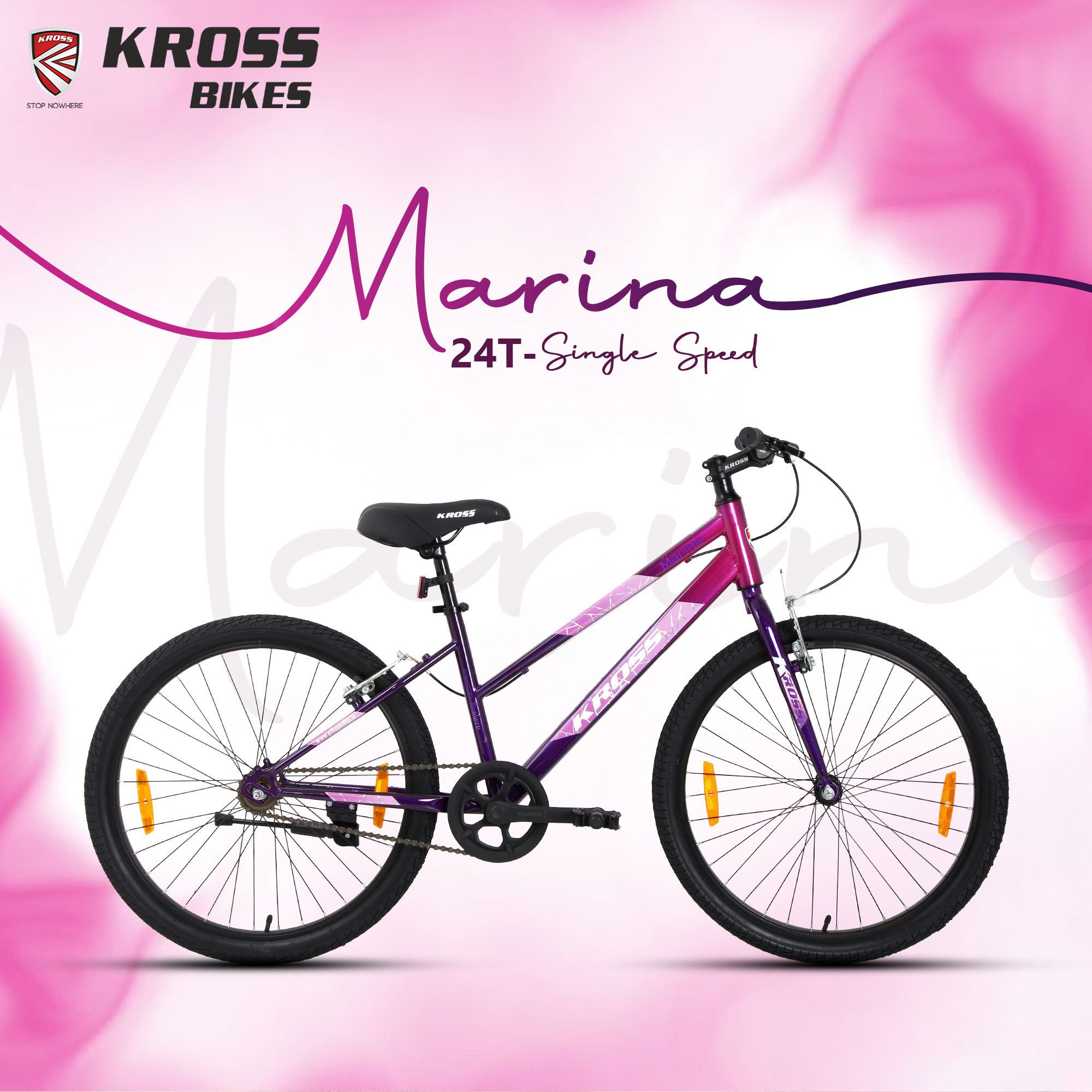 Marina 24T Hybrid Lady Bicycle | Single Speed | Alloy Rims | V-Brakes 24 T (inch) Mountain Cycle-image-39