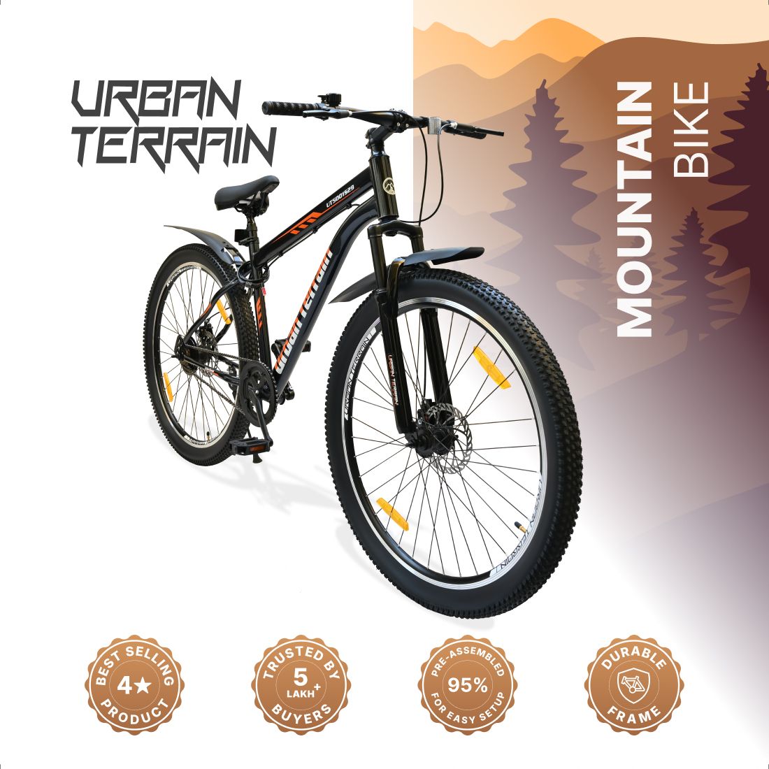 Bolt Cycles for Men Comes with Dual Disc Brake, Bell & Lock MTB UT5001S29ACC 29 T (inch) Road Cycle-image-48