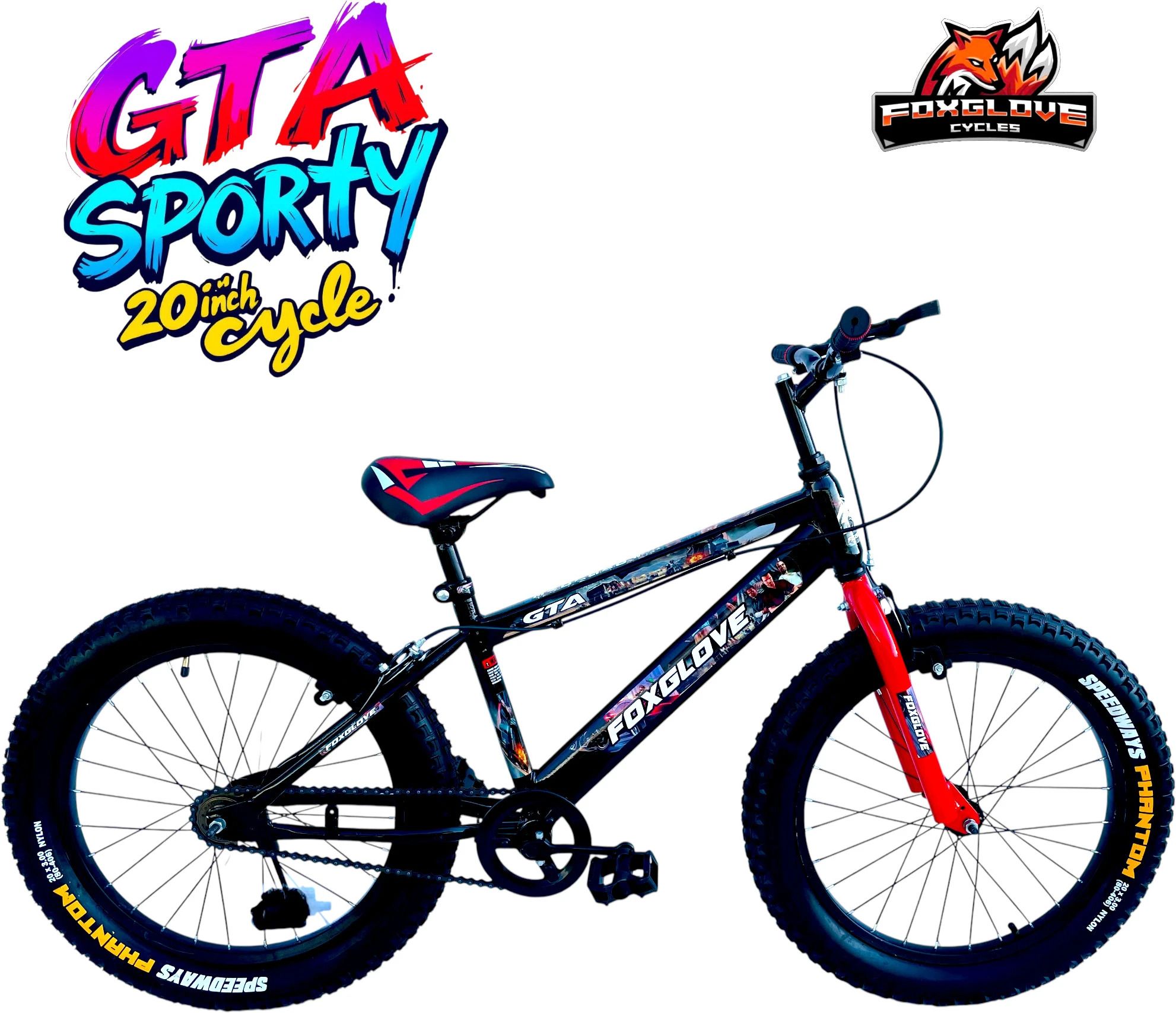 foxglove GTA SPORTY 20 INCH CYCLE SUITABLE FOR AGE 5 TO 10 YEARS KIDS BOYS AND GIRLS 20 T (inch) Fat Tyre Cycle-picture-48