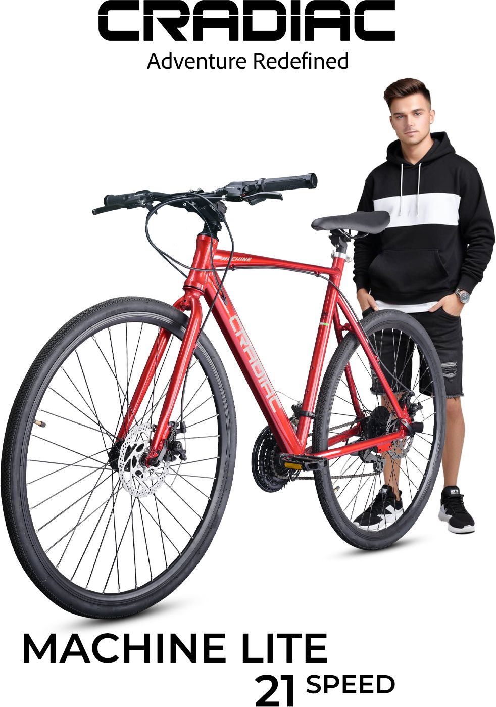 Machine Lite 21 Speed | Rigid Fork | 6061 Alloy | Dual DISC | Fully Fitted 700C T (inch) Hybrid Cycle/City Bike-image-25