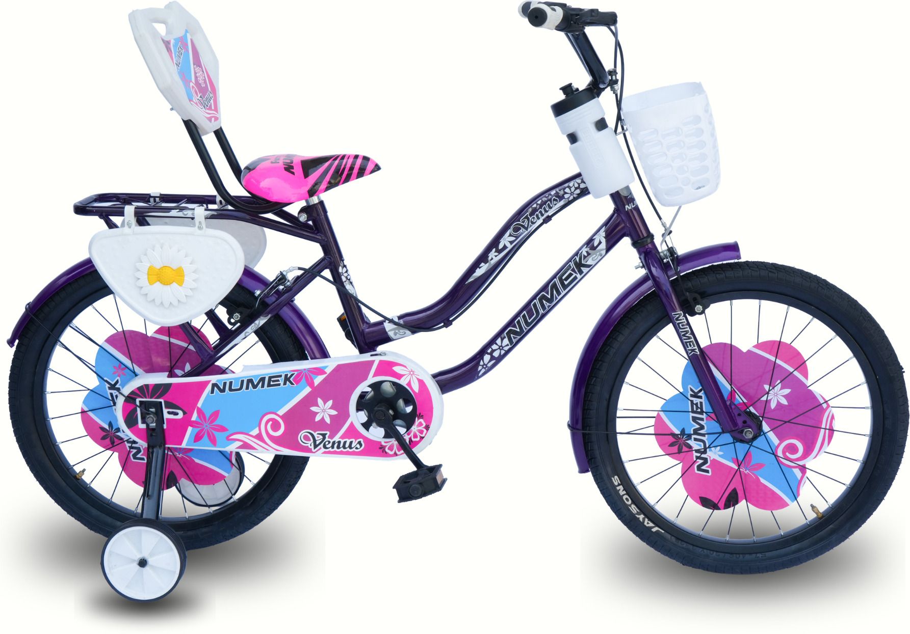 Venus 20 Inch Girls Cycle with Basket Carrier & Support Wheels Purple 20 T (inch) Road Cycle-image-2