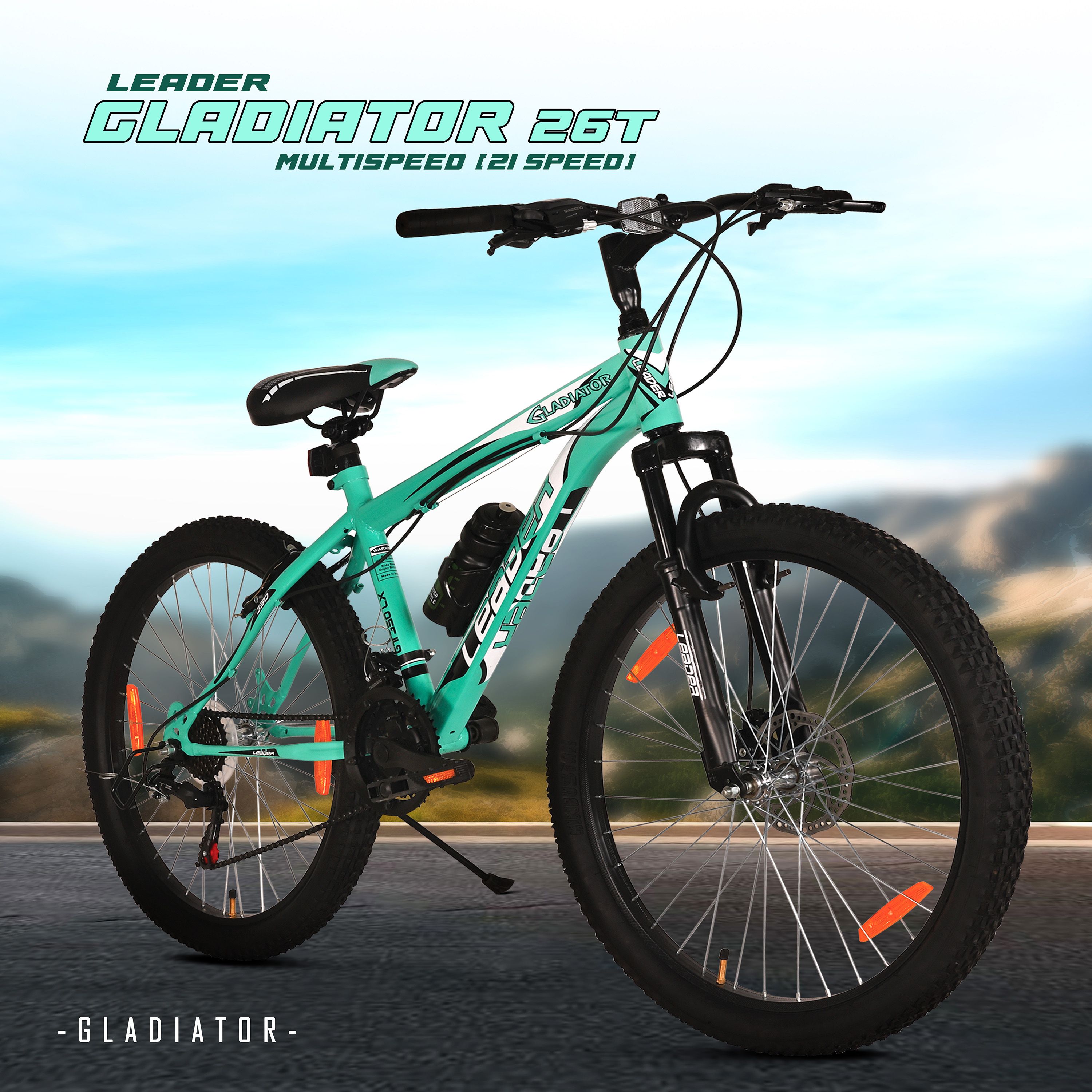 leader Gladiator Multi Speed (21 Speed) Cycle with Front Suspension and Disc Brake 26 T (inch) Hybrid Cycle/City Bike-picture-6