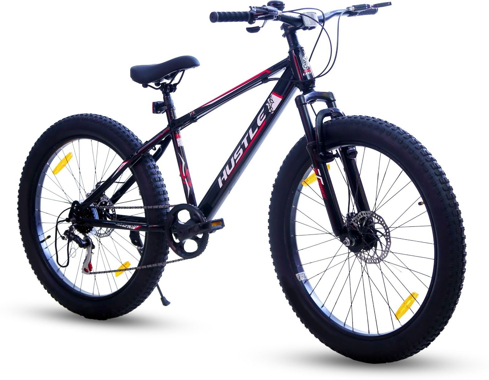 Hustle 26T Fat Tyre Cycle With Gear(7Speed) Black 26 T (inch) Mountain Cycle-image-17