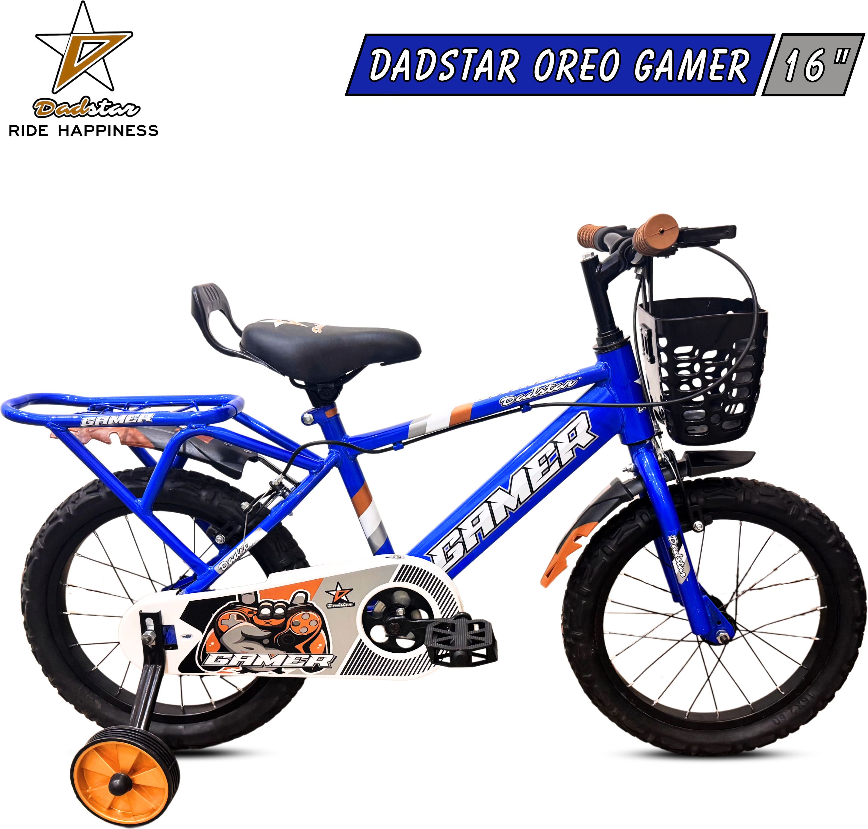 GAMER OREO 16 INCH FANCY BLUE TUBELESS TYRE 16 T KIDS CYCLE FOR AGE 4 TO 7 YRS 16 T (inch) Road Cycle-image-2