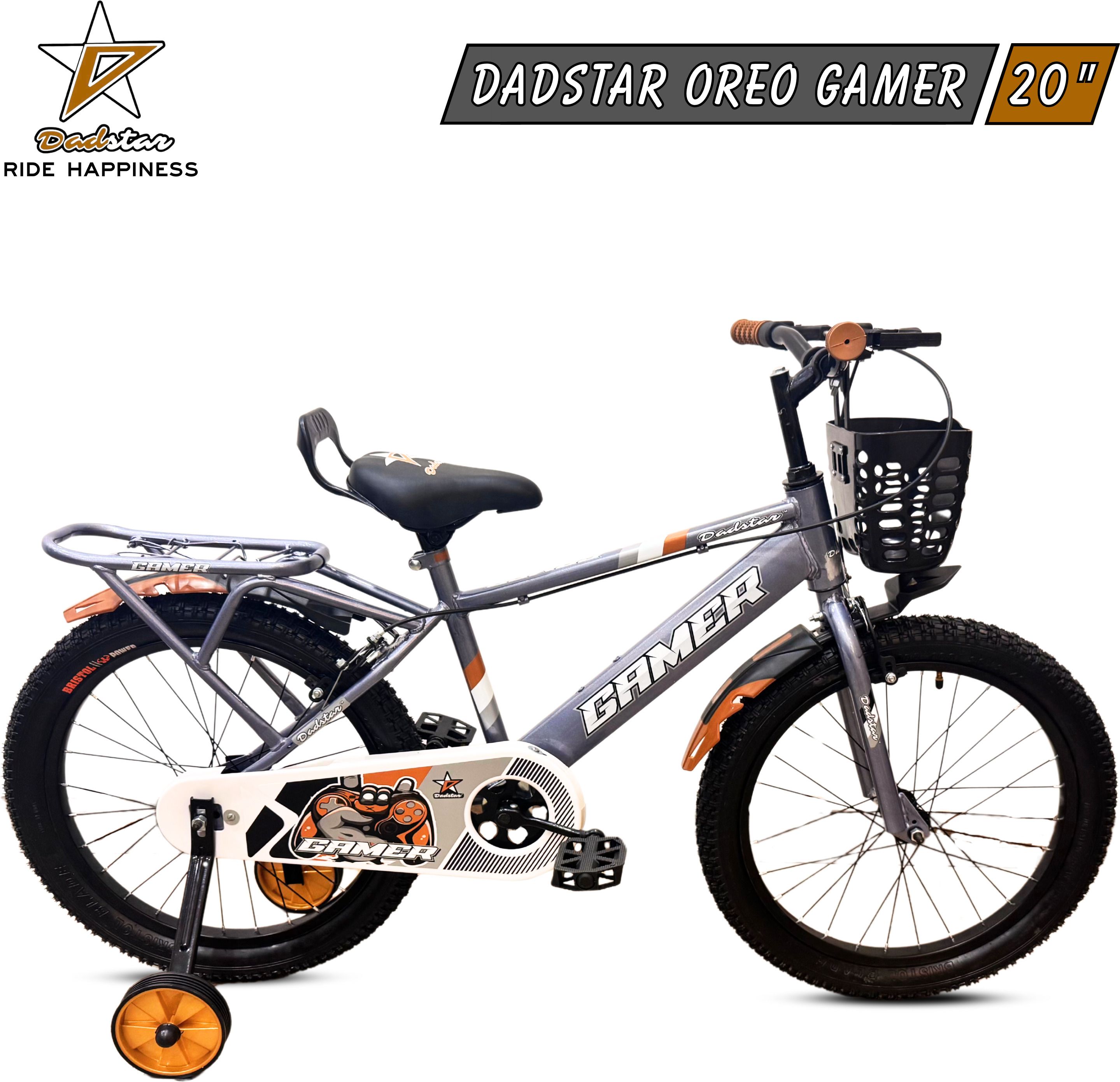 dadstar GAMER OREO 20 INCH IBC GREY TYRE TUBE 20 T KIDS CYCLE FOR AGE 5 TO 9 YRS 20 T (inch) Road Cycle-picture-16
