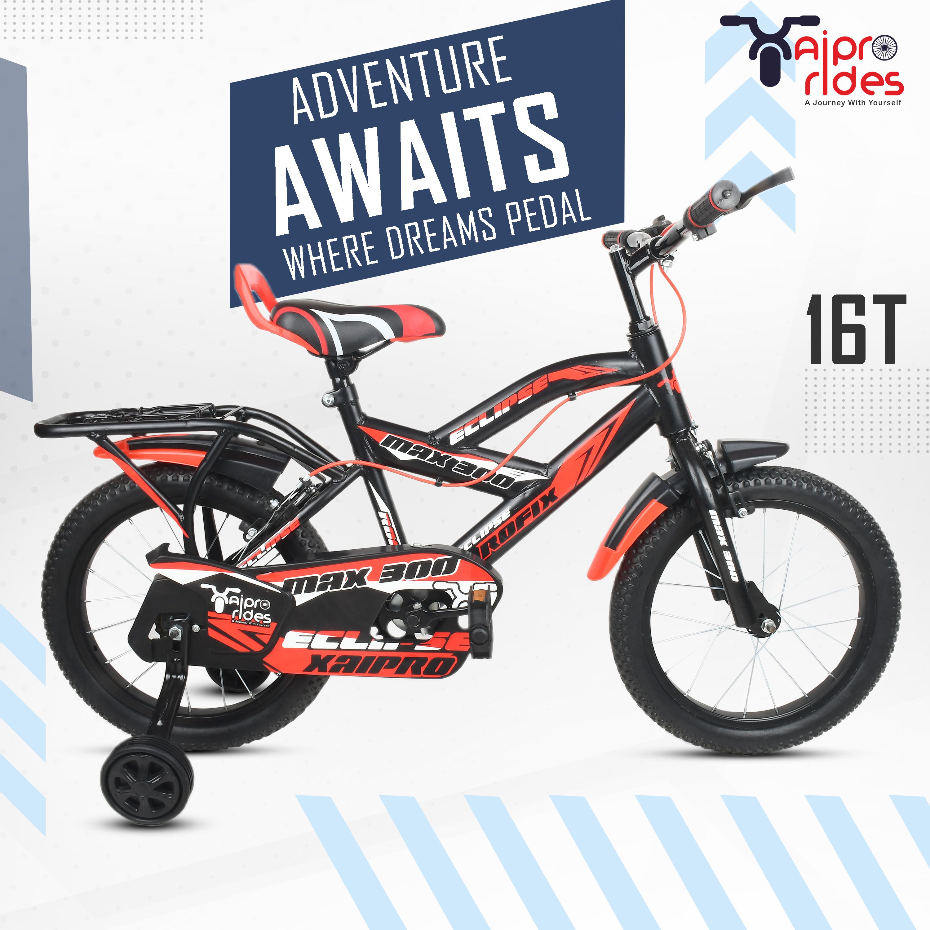 16T Xaipro Max-300 Kids Cycle Ideal for 5-7 years Red Colour (90% ASSEMBLED) 16 T (inch) Mountain Cycle