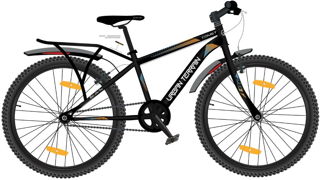 urban terrain Comet 26T Steel Single Speed Mountain Cycle with Inbuilt Carrier Black 26 T (inch) Road Cycle-picture-15