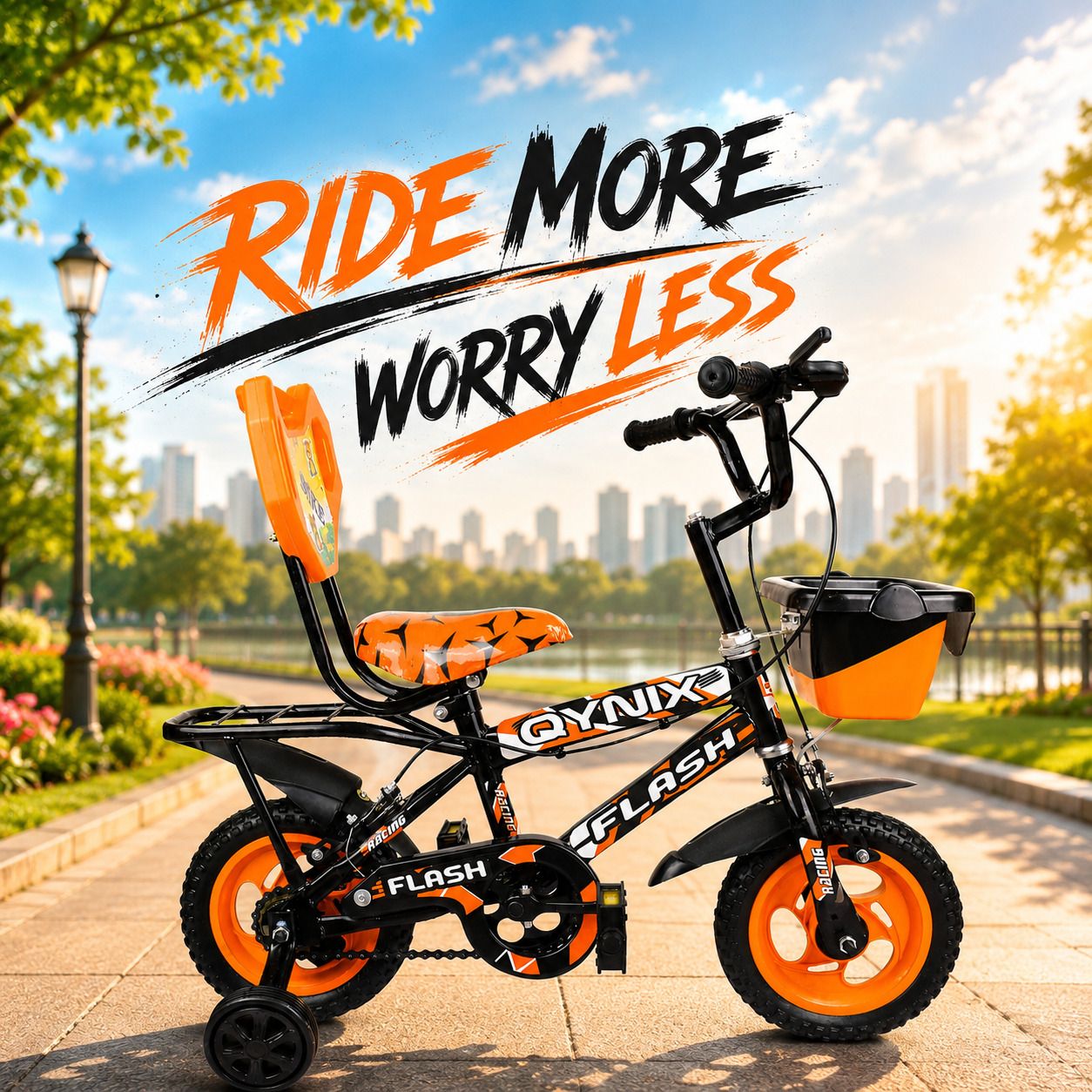 10T Kids Bicycle for 2-3 Years with Training Wheels, Basket, Backrest 10 T (inch) BMX Cycle-image-5